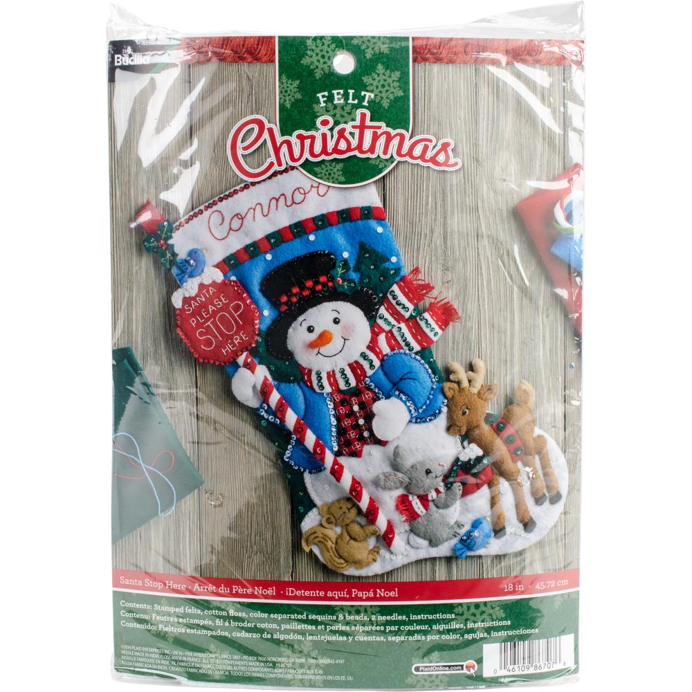 Christmas Stocking Kit | Bucilla Stocking | Santa Stop Here! Santa Stop Here 18" DIY Bucilla Christmas Stocking Kit Yarn Designers Boutique