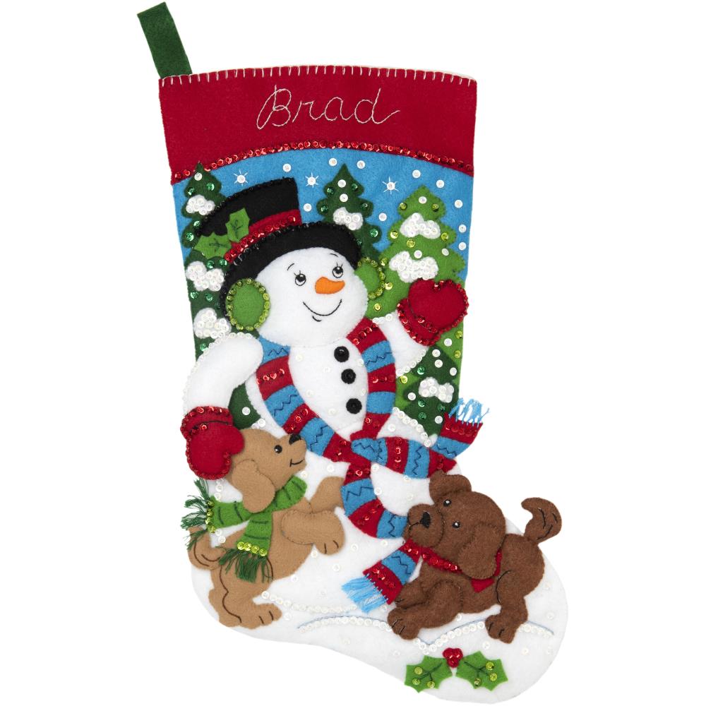 Bucilla Kit per fare calze in feltro, con pupazzo di neve da 45,7 cm, perfetto per fai da te, vacanze, cucito, artigianato, 89474E, cotone Bucilla Kit per fare calze in feltro, con pupazzo di neve da 45,7 cm, perfetto per fai da te, vacanze, cucito, artigianato, 89474E, cotone