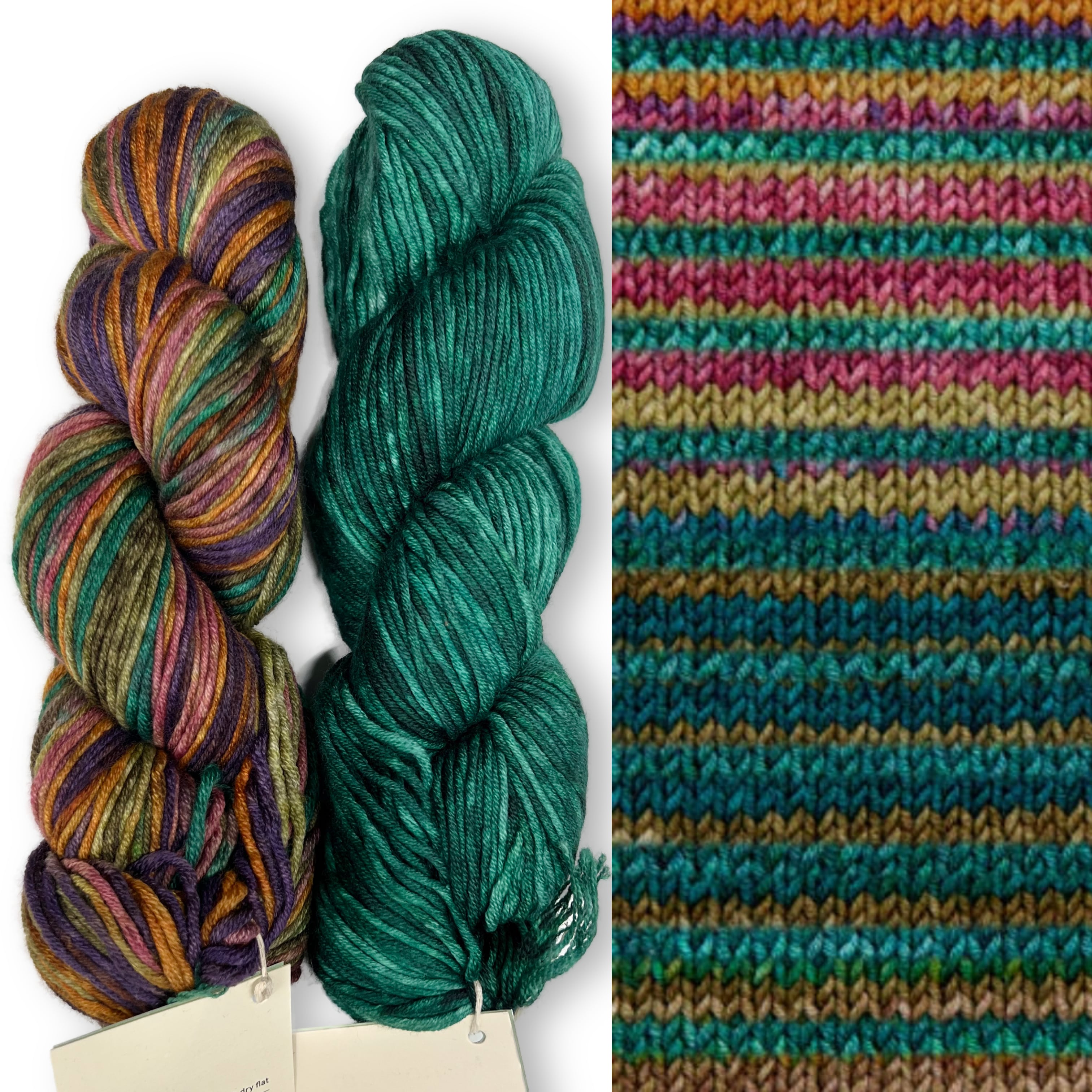 Colorful Striped Shrug Wrap Knitting Pattern with Yarn, Koza Cocoon Wrap Knitting Kit Urth Yarns Monokrom Worsted, Uneek Worsted Merino Yarn