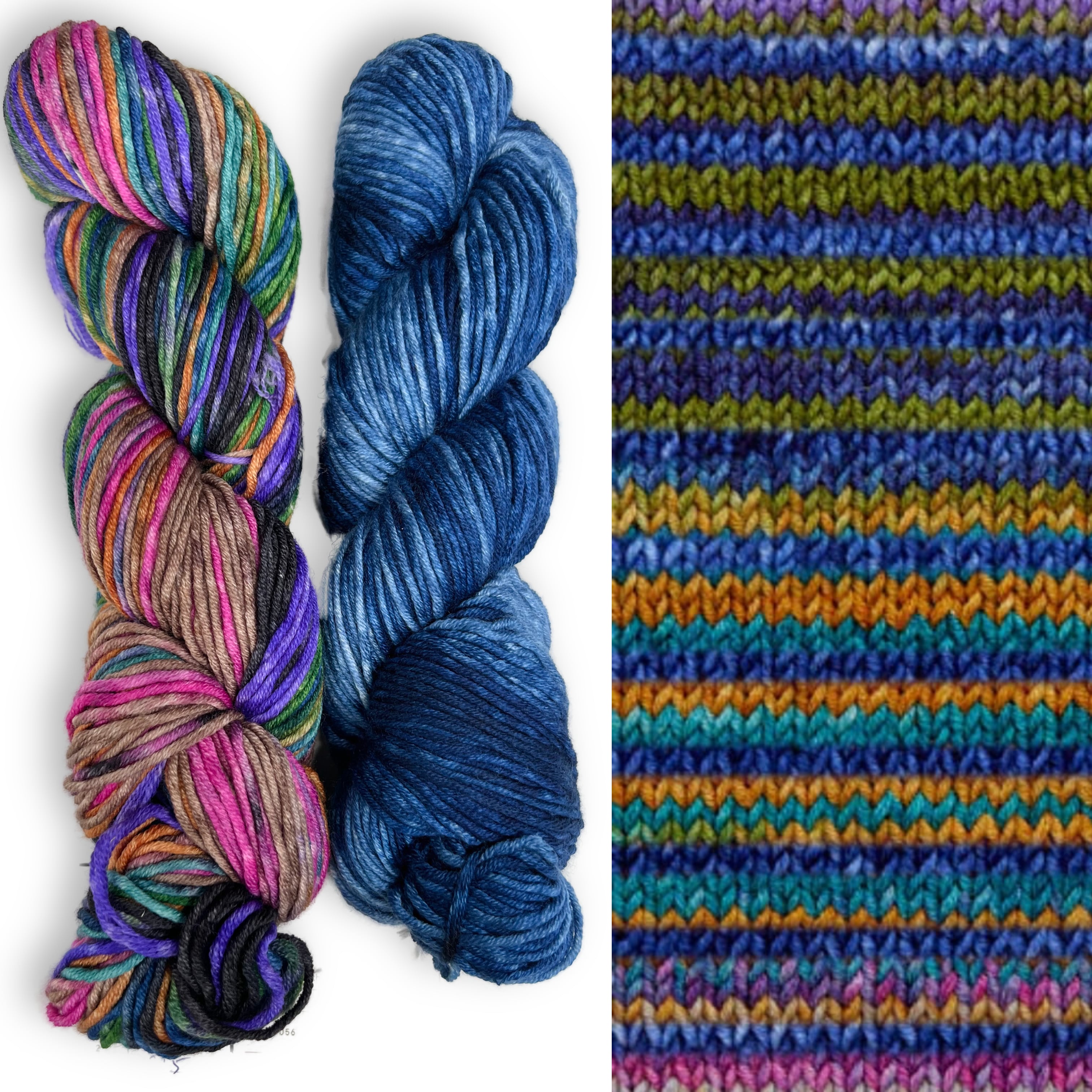 Colorful Striped Shrug Wrap Knitting Pattern with Yarn, Koza Cocoon Wrap Knitting Kit Urth Yarns Monokrom Worsted, Uneek Worsted Merino Yarn