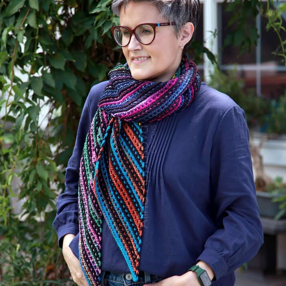 Knit Scarf Pattern & Yarn Kit, Color Your Pixel Scarf, Knitting Kit Color Your Pixels Scarf, Knitting Kit Yarn Designers Boutique
