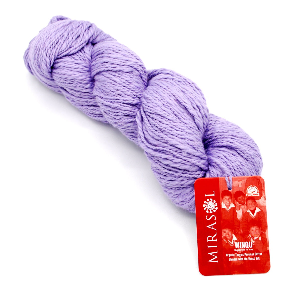 Cotton Yarn, Winqu by Mirasol, Worsted Weight Cotton & Silk Yarn Twisted lavender purple hank