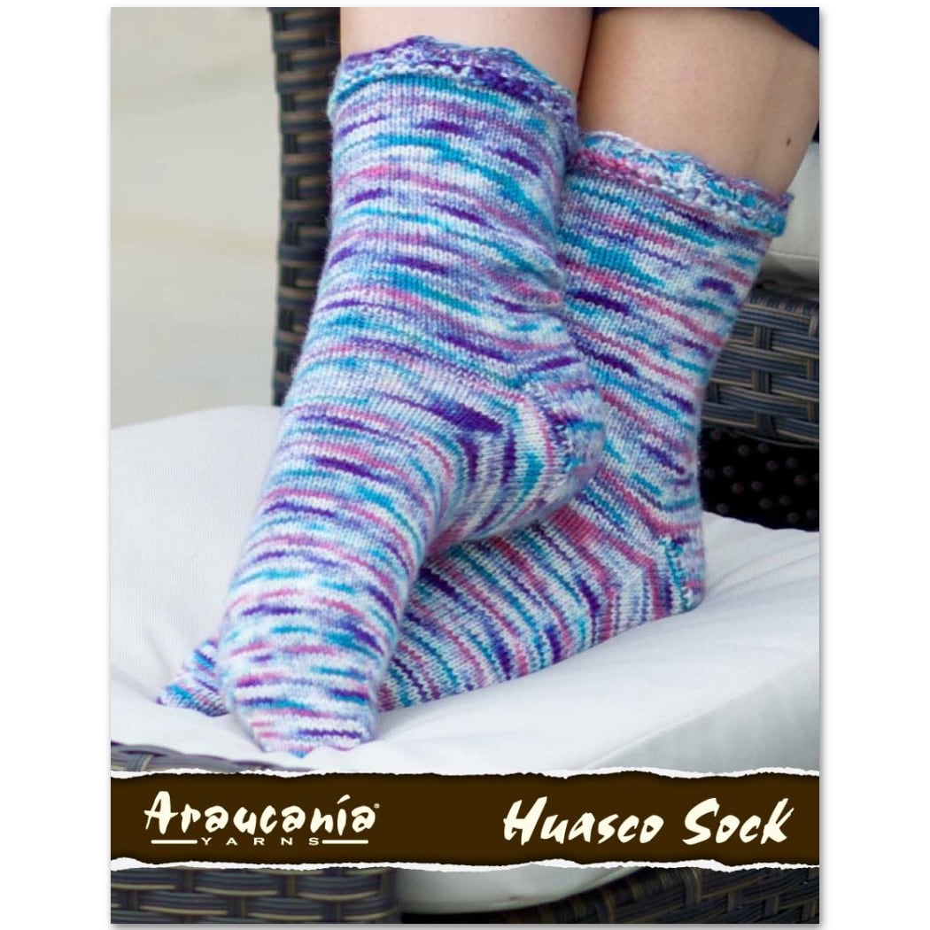 Huasco Sock Pattern by Araucania Yarns Knitting Pattern for Socks, blue & purple socks