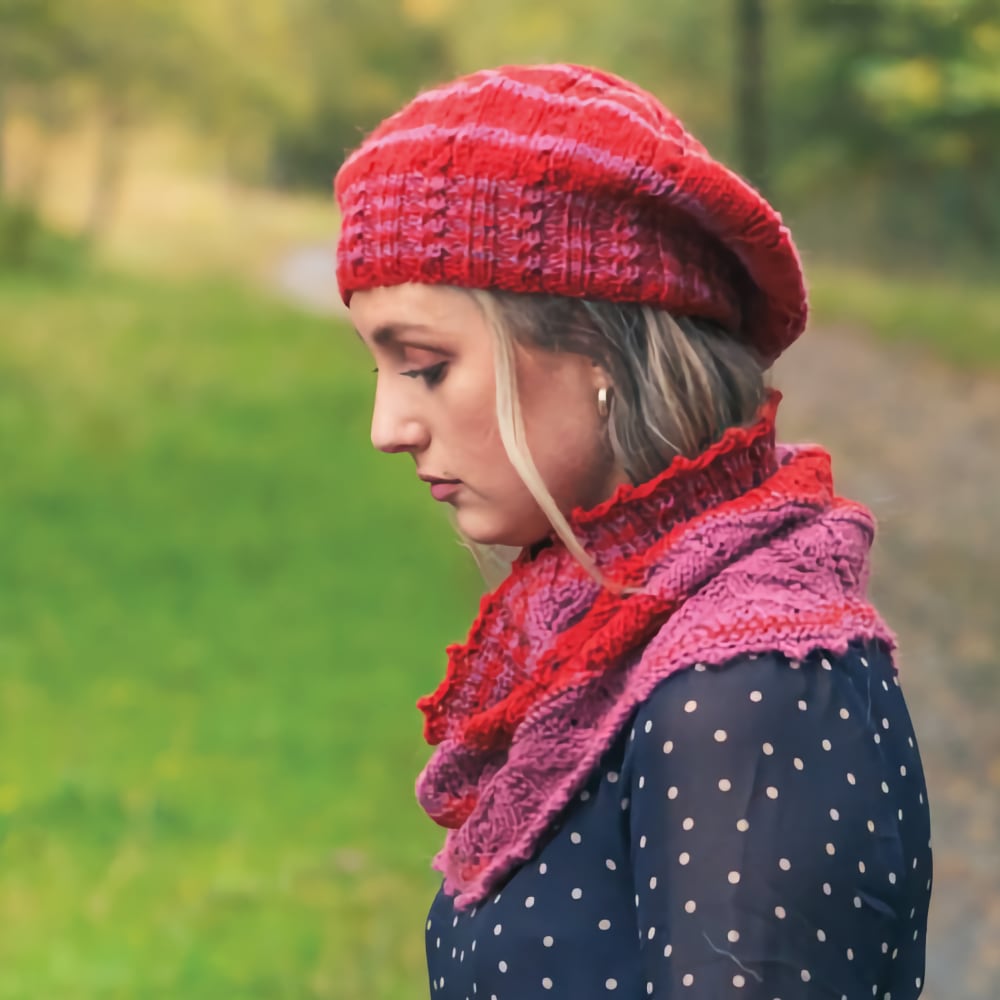 Cowl & Hat Knitting Pattern + Yarn Kit | Karla Winter Set Louisa Harding Karla Beret & Cowl Set Knitting Kit Yarn Designers Boutique