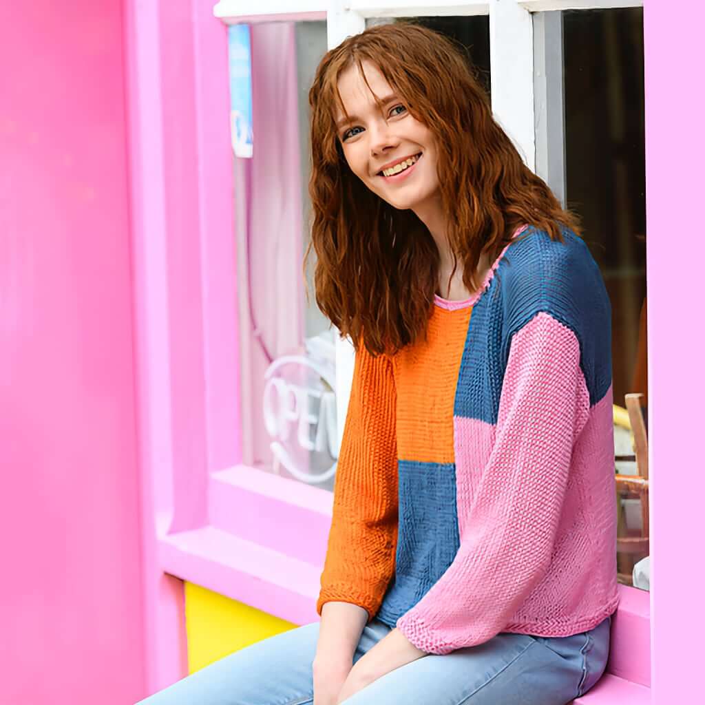 Fall/Summer Sweater Knitting Kit Katie Color Block Sweater kit