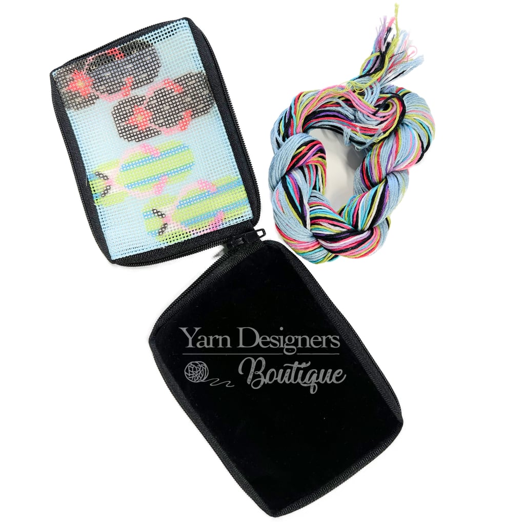 Beginner Needlepoint Kit, Stitch & Zip Coin Purse, Alice Peterson Co. Stitch & Zip Coin Purse Kits, Cross Stitch Yarn Designers Boutique