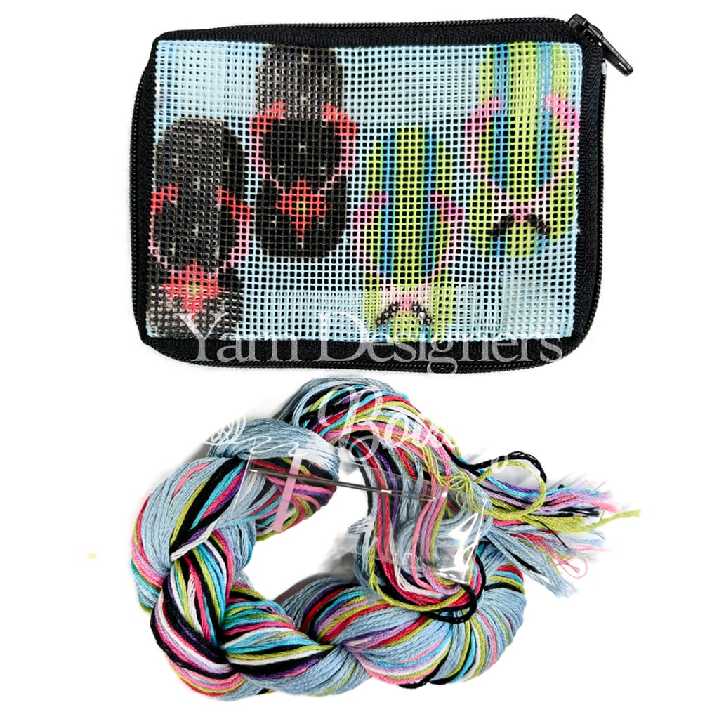 Beginner Needlepoint Kit, Stitch & Zip Coin Purse, Alice Peterson Co. Stitch & Zip Coin Purse Kits, Cross Stitch Yarn Designers Boutique