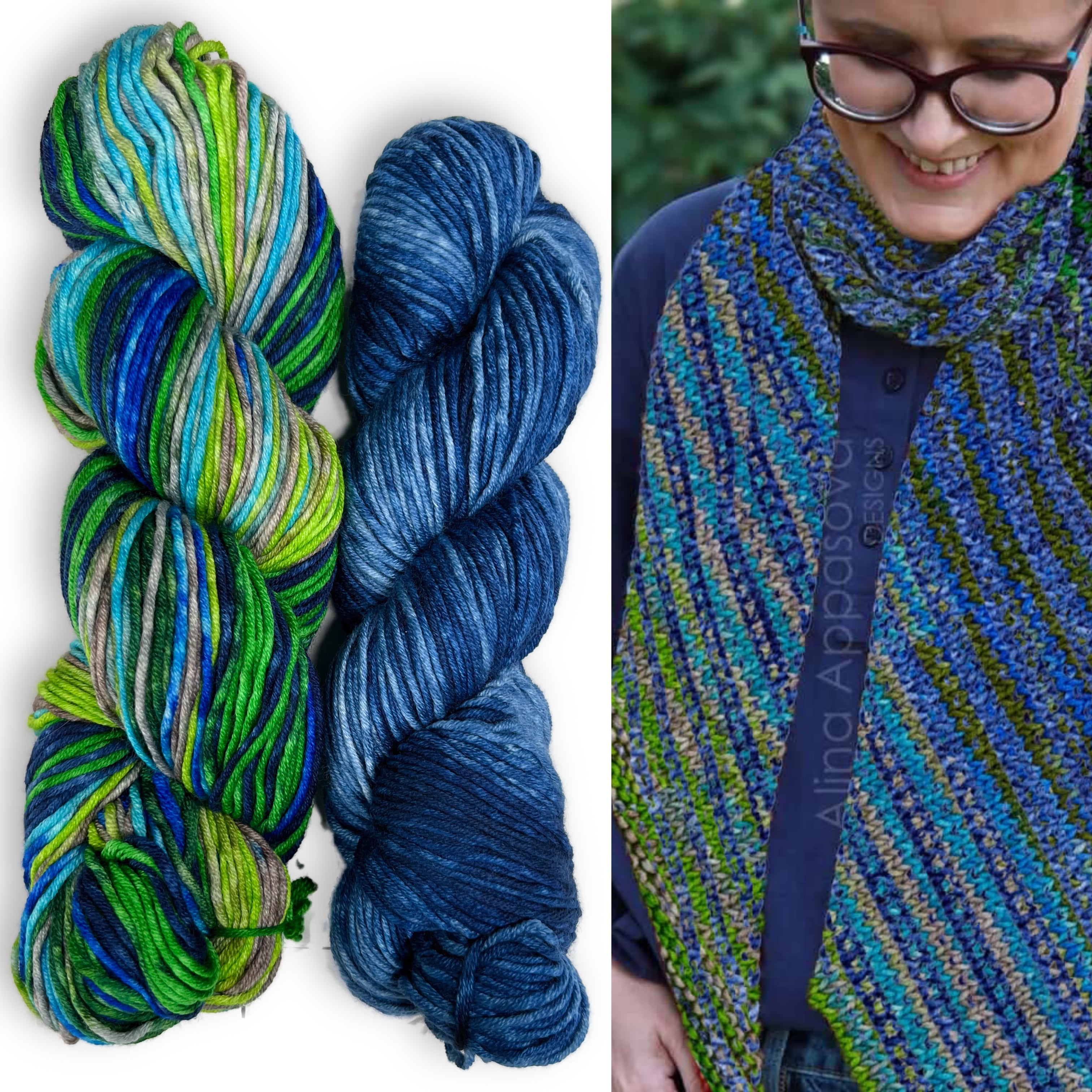 Knit Scarf Pattern & Yarn Kit, Color Your Pixel Scarf, Knitting Kit Color Your Pixels Scarf, Knitting Kit Yarn Designers Boutique