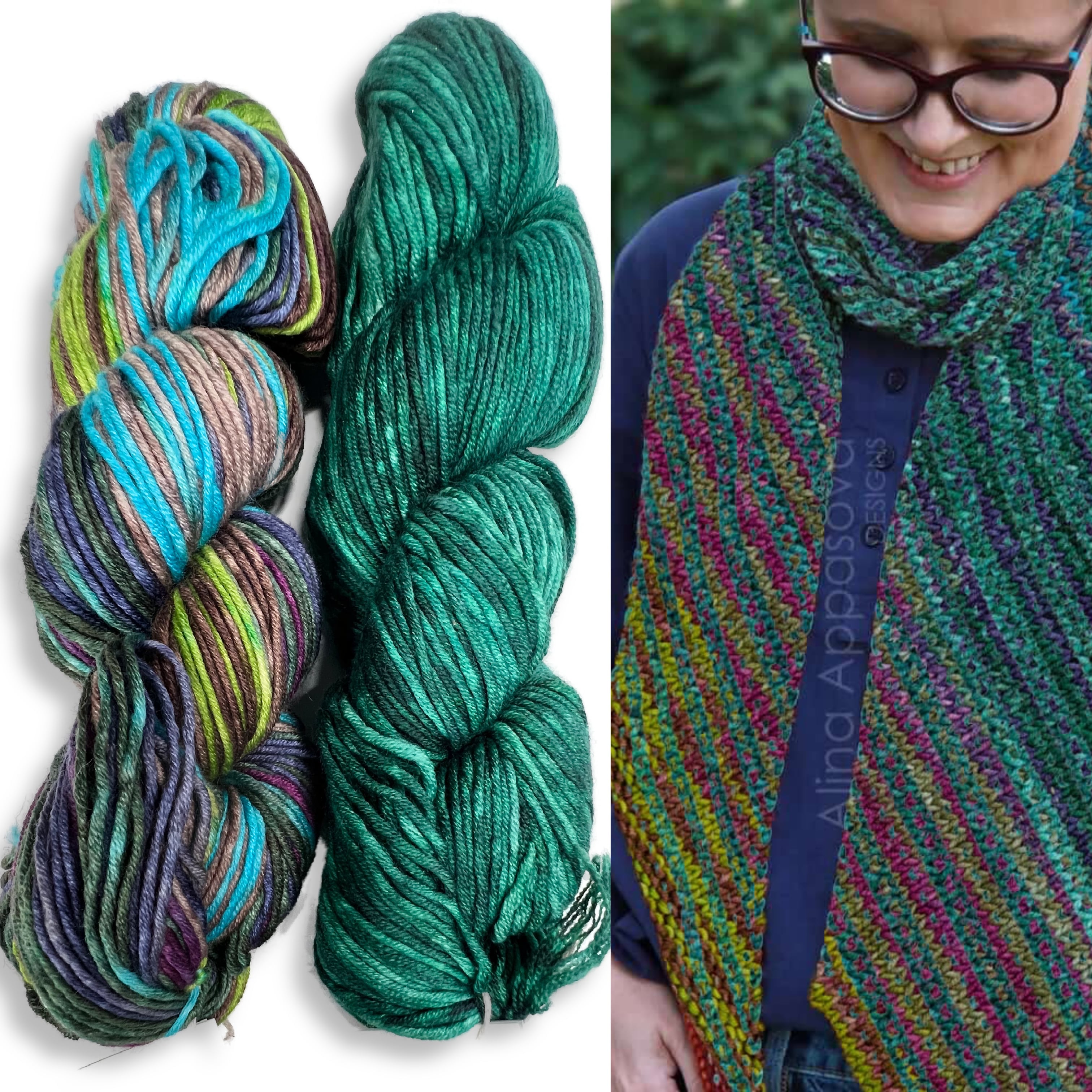 Knit Scarf Pattern & Yarn Kit, Color Your Pixel Scarf, Knitting Kit Color Your Pixels Scarf, Knitting Kit Yarn Designers Boutique