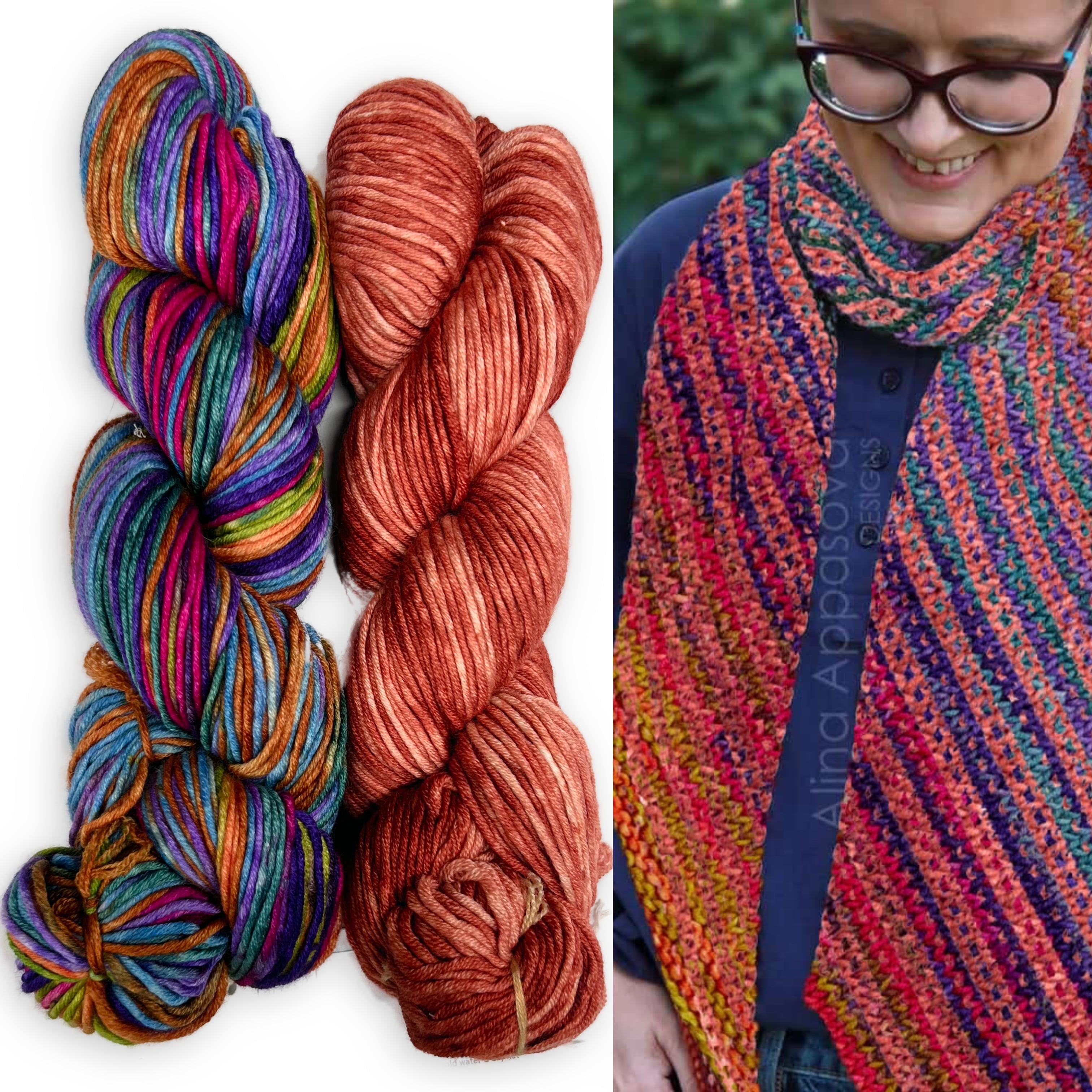 Knit Scarf Pattern & Yarn Kit, Color Your Pixel Scarf, Knitting Kit Color Your Pixels Scarf, Knitting Kit Yarn Designers Boutique