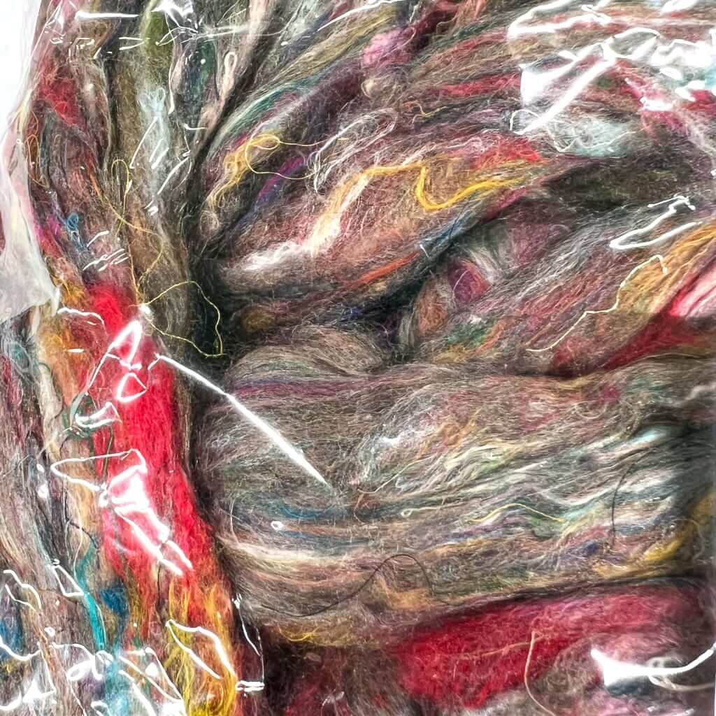 Pulled Silk Fibers Frabjous Fibers Recycled Sari Silk 4 Ounce Bag, black brown