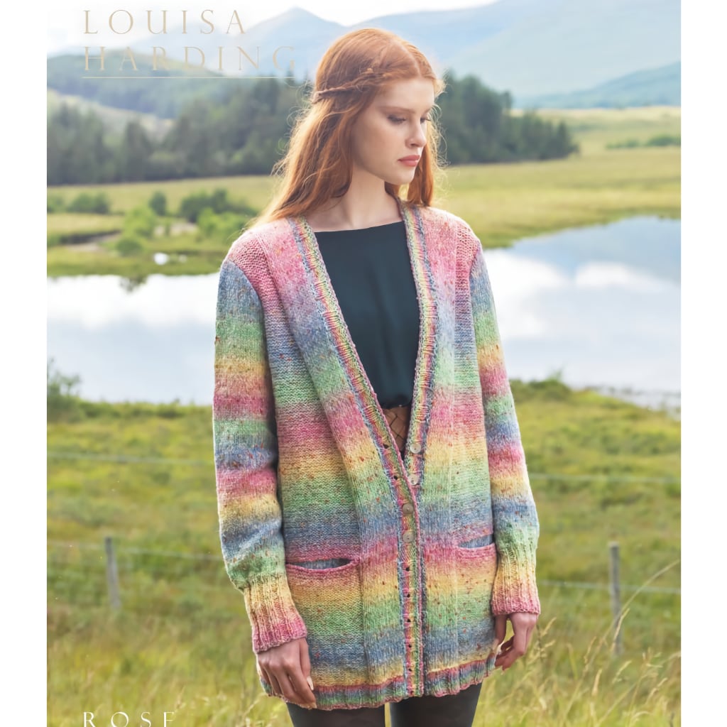 Fall Sweater Knitting Pattern, Rose V-Neck Cardigan, Louisa Harding, Oversized V-Neck Cardigan
