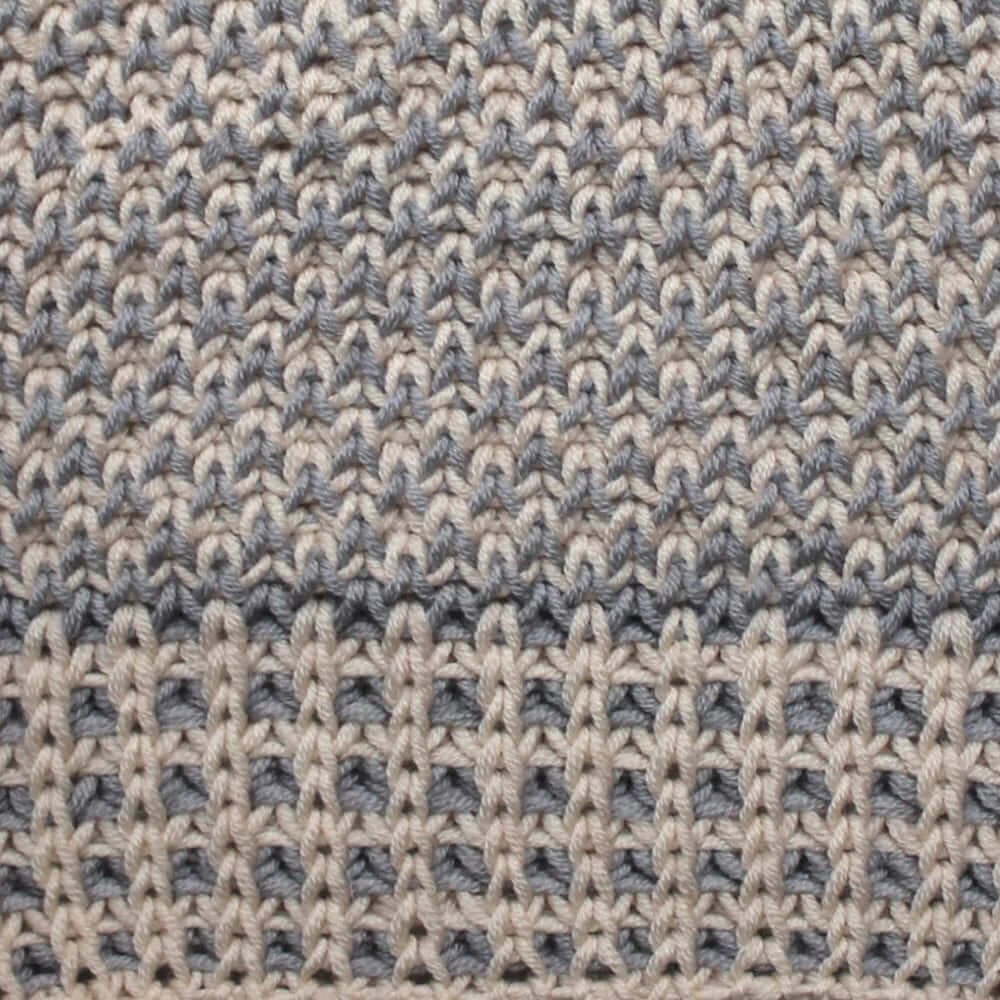 Crosshatch Knit Cardigan Sweater Knitting Pattern & Yarn Kit in Urth Yarns DK Harvest light grey