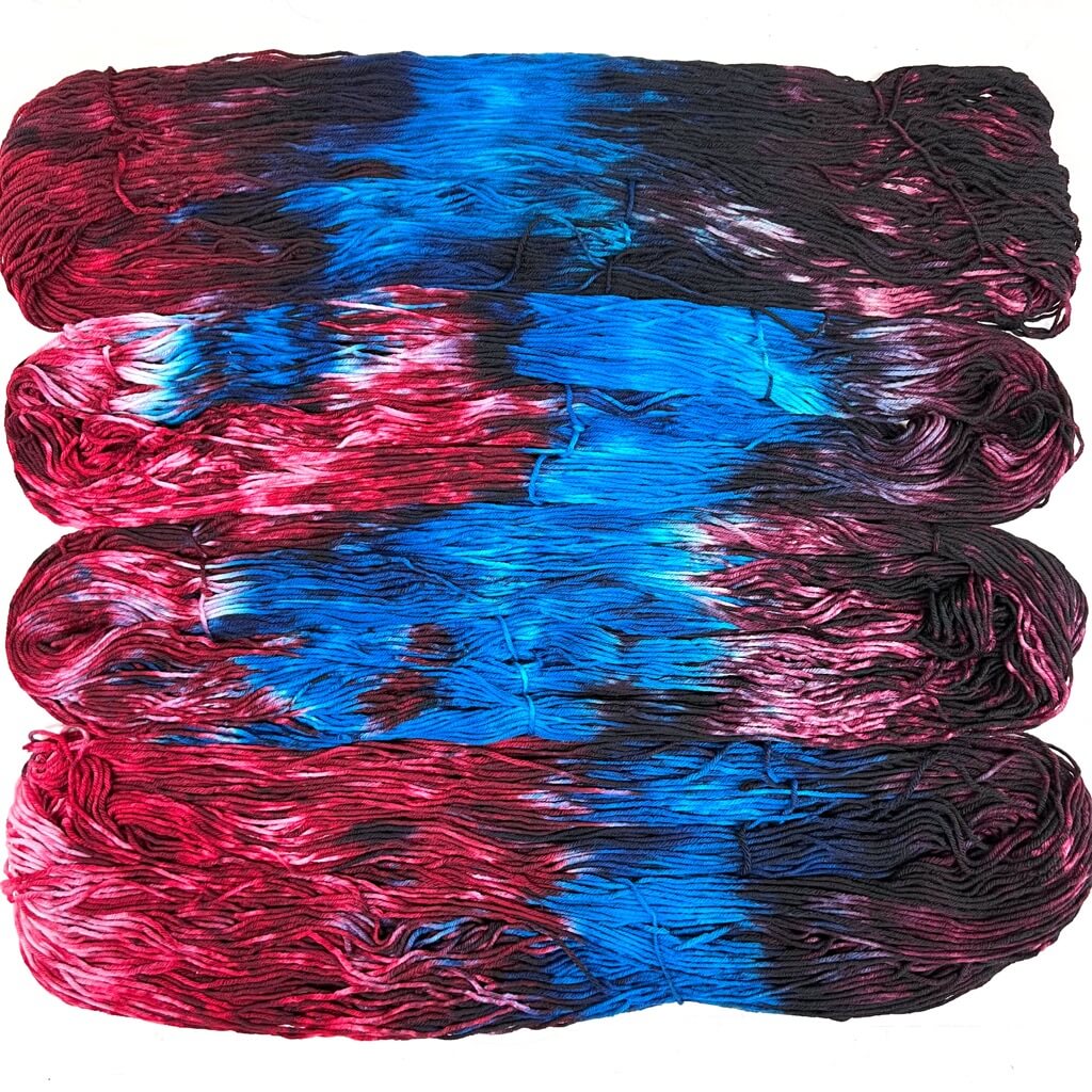 Hand Dyed Yarn, Dark Blues & Burgundy, Worsted 100% Superwash Merino Deep Burgundy Shadows, 100% Superwash Merino Worsted Weight