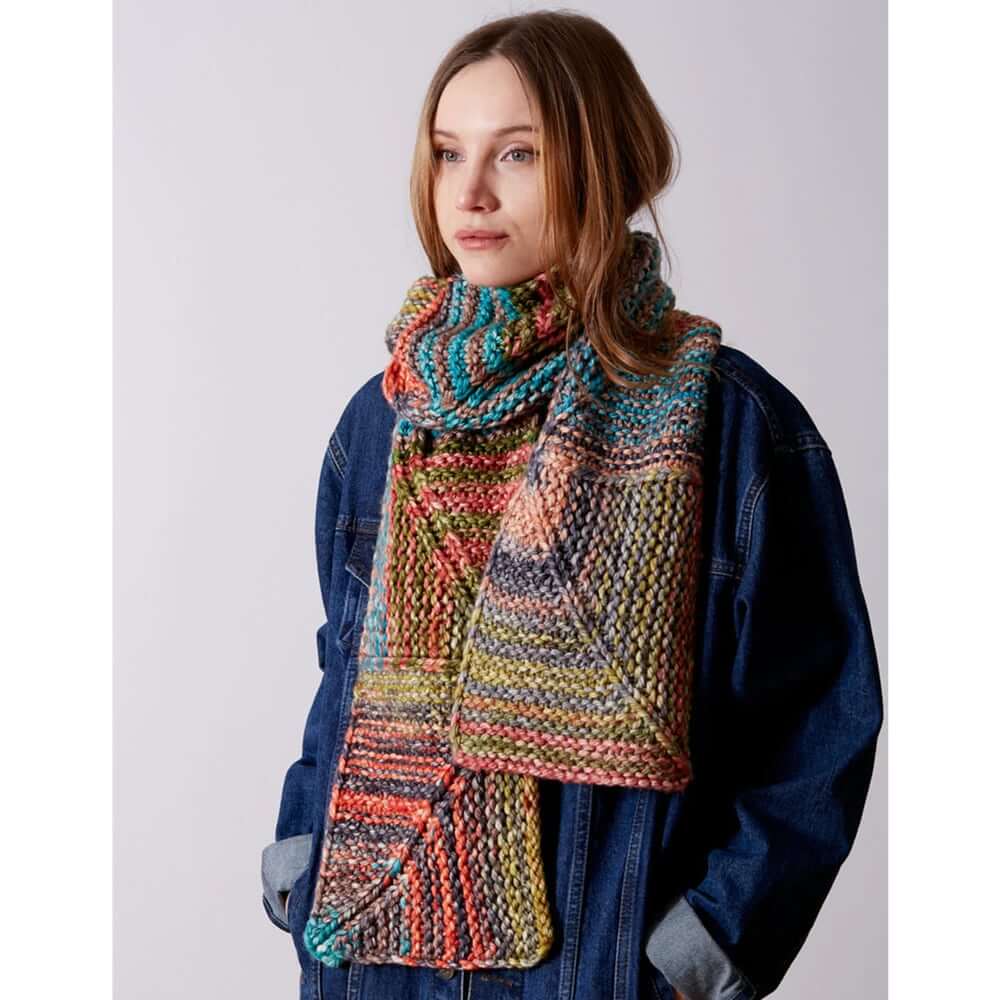 Wander Scarf Pattern Yarn Knitting Kit Super Chunky Winter Knit Scarf Colorful striped Scarf Kit