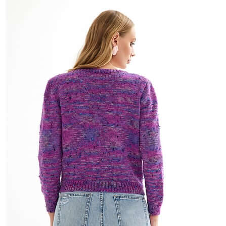 Fall Sweater Knitting Pattern Soibhan Sweater by Jody Long purple knit button up cardigan