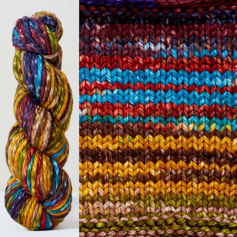 Wander Scarf Pattern Yarn Knitting Kit Super Chunky Winter Knit Scarf Colorful striped Scarf Kit 7002