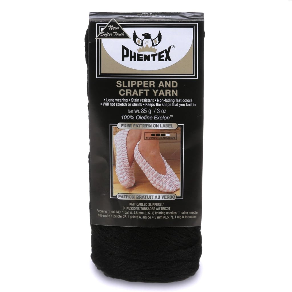 Slipper Yarn Phentex Slipper & Craft Yarn, Durable Yarn, Phentex Yarn Designers Boutique Black