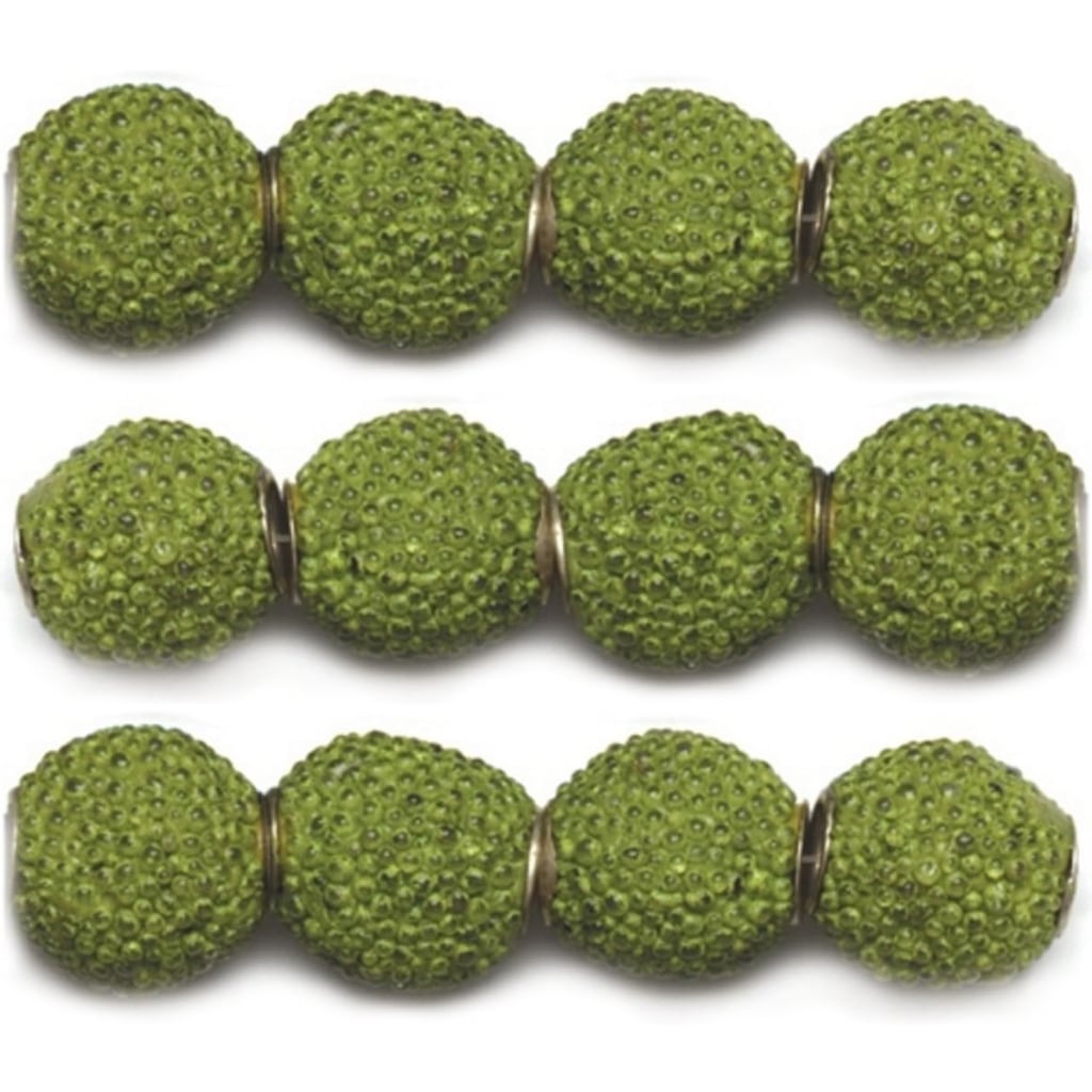 Glass Beads Lime Round Textured Green Bead