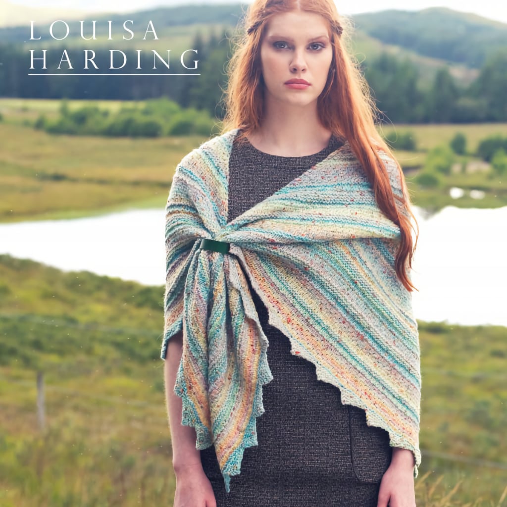 Shawl Knitting Pattern Hannah Knit Shawl Wrap, Louisa Harding, Elegant Stitch Play Triangle Shawl