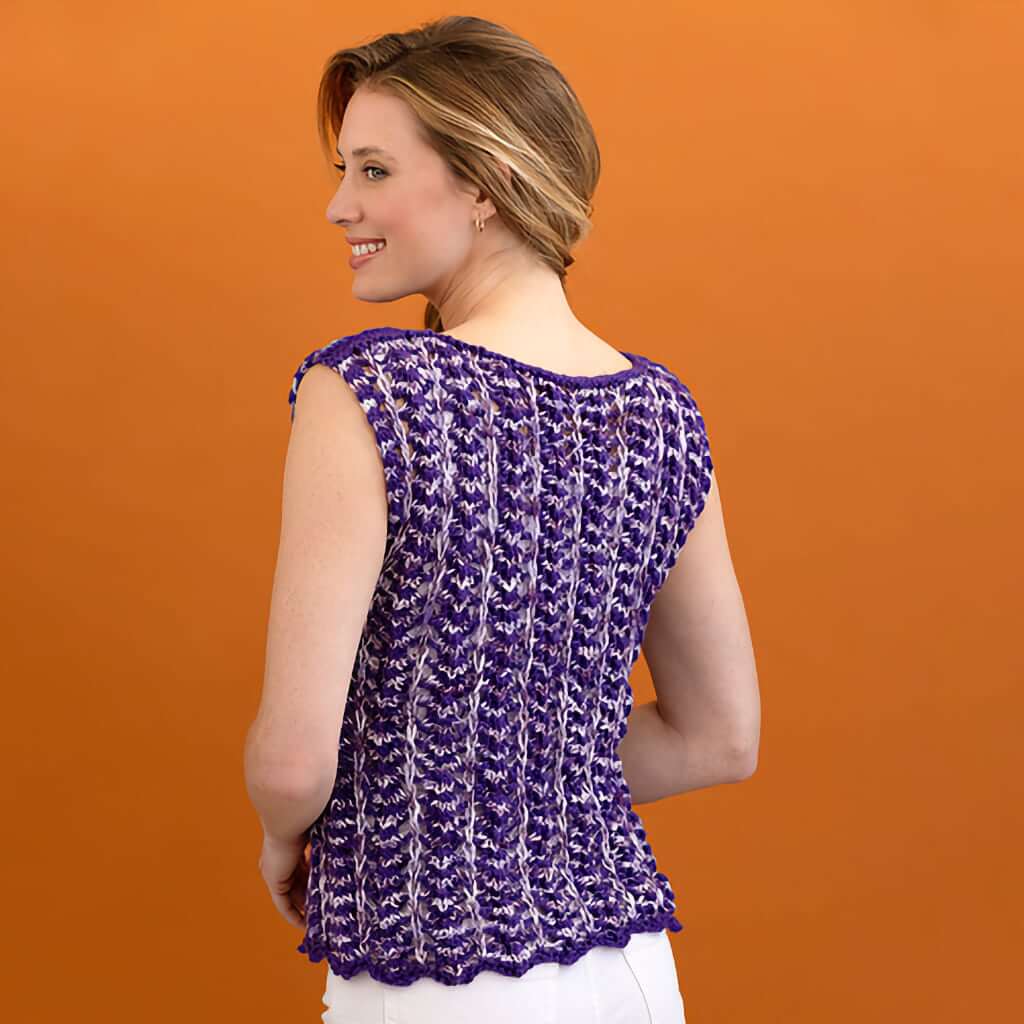 Summer Sweater Knitting Pattern Purple Lupine Mesh Top, Louisa Harding