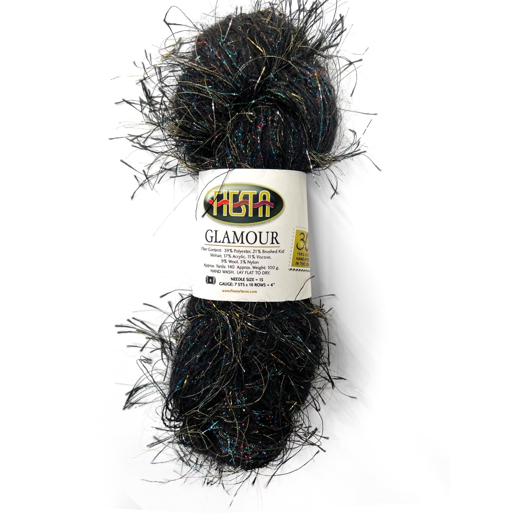 Metallic Yarn Fiesta Yarns Glamour, Sparkly Eyelash Yarn black shimmer