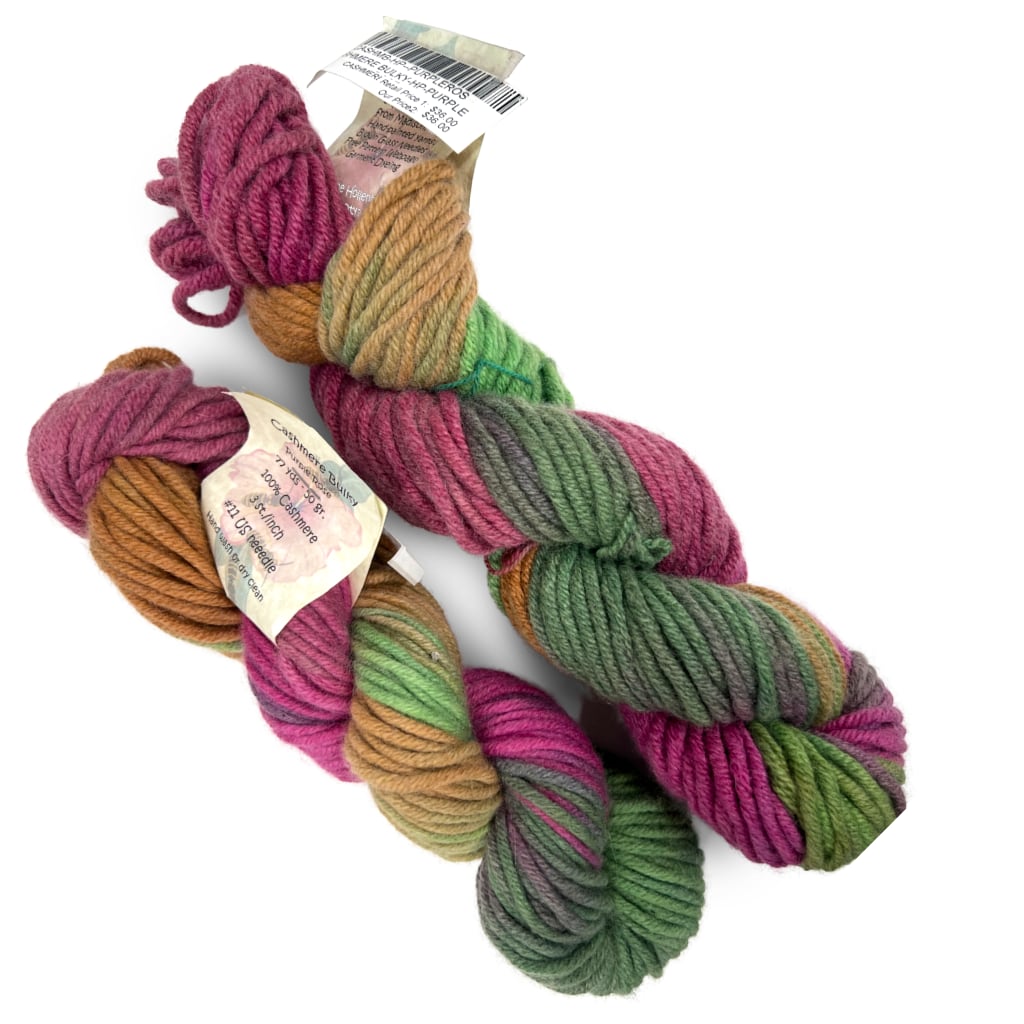 Honeypot Yarns Cashmere Bulky, Purple Rose Handpainted Yarns Yarn Designers Boutique