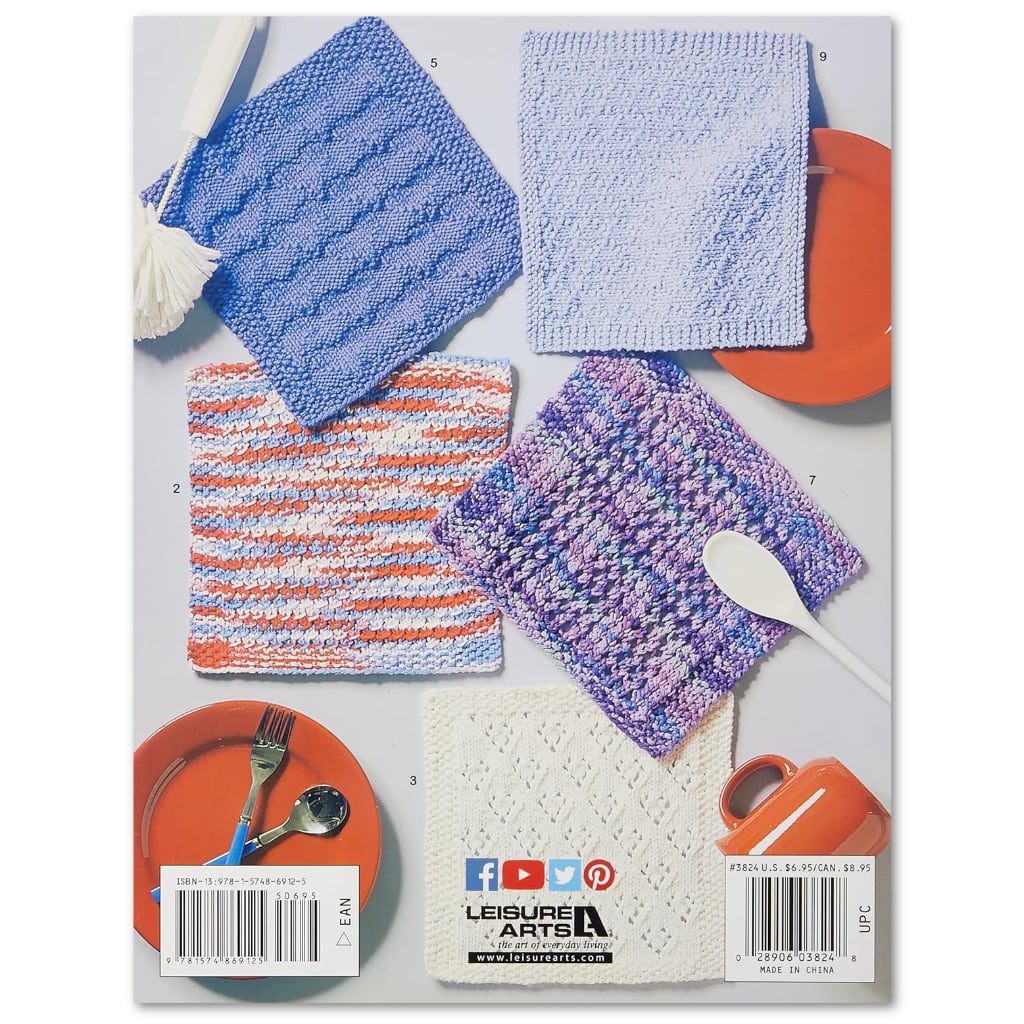 Knitting Dishcloth Kitchen Bright Dishcloths Leisure Arts #3824 10 Knit Dishcloth Patterns DIY Knit Dishcloths