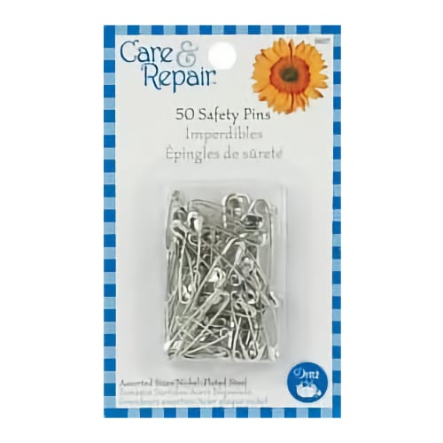 Safety Pins, 50 Pack, Silver Assorted