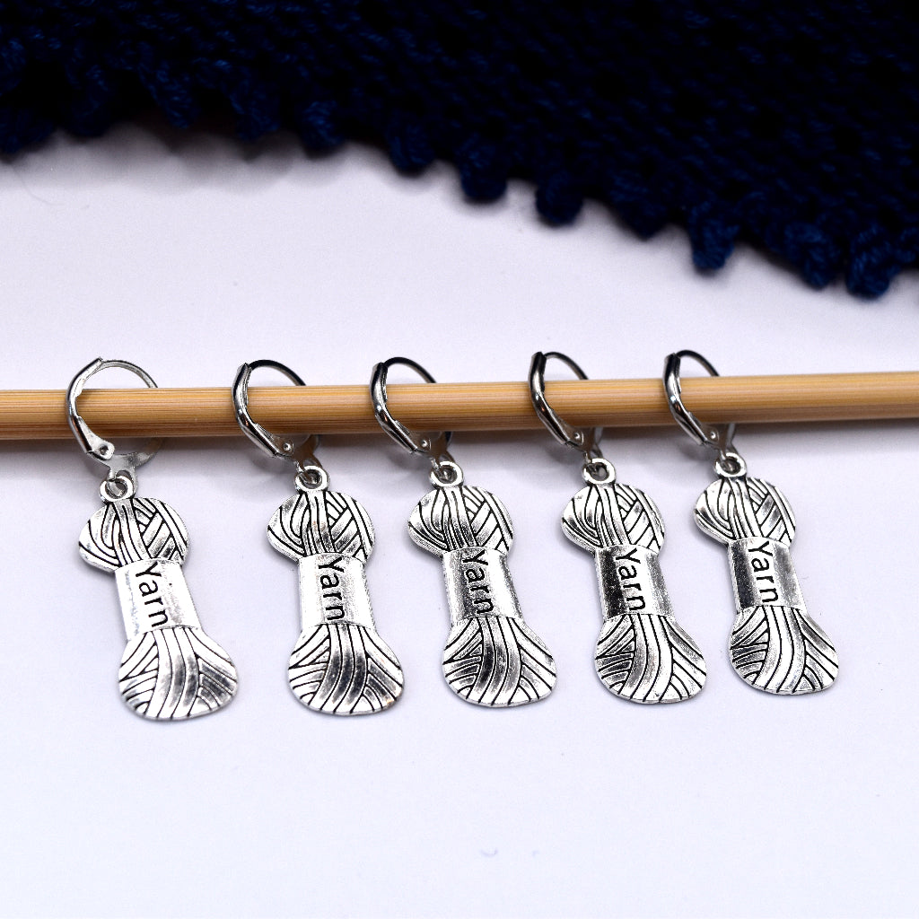 silver yarn Hank stitch markers. yarn accessory.