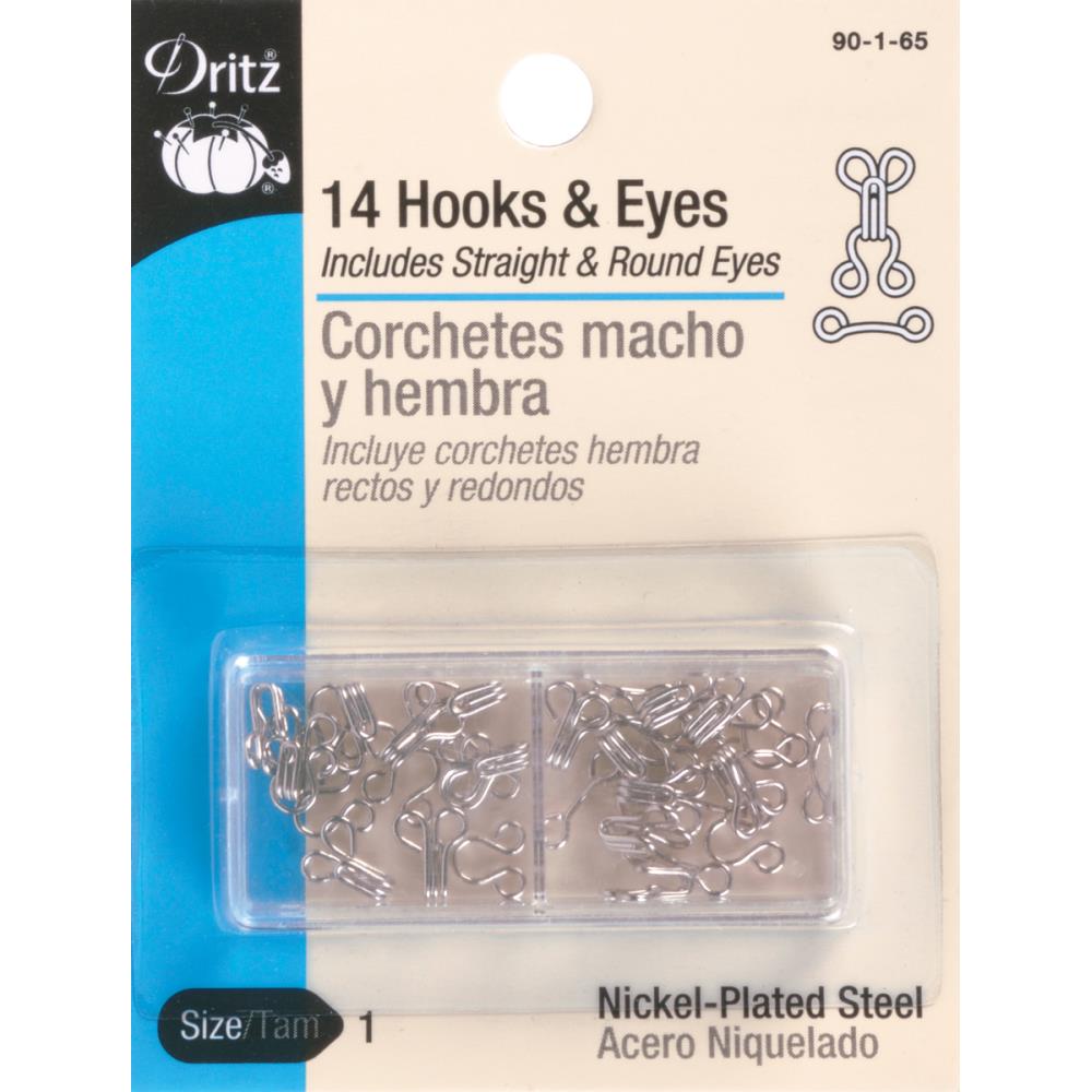 Sewing Supplies Hooks and Eyes, Nickel-Plated Steel, 14 Pack DRITZ