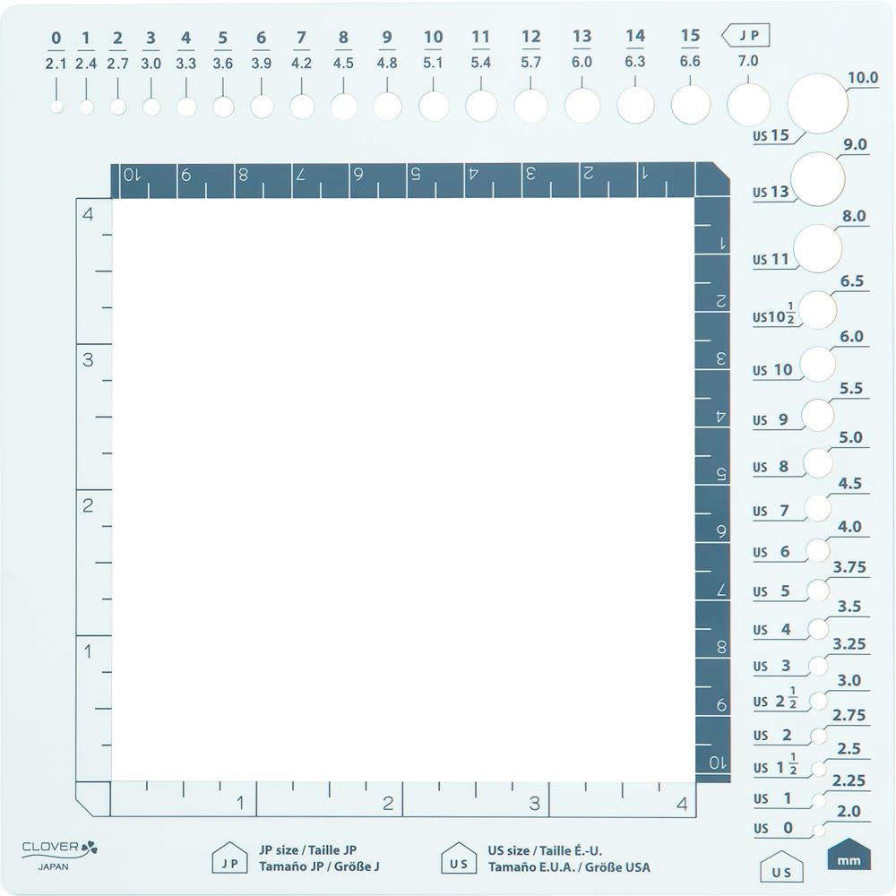 Clover Swatch Ruler & Needle Gauge, Measure Gauge in Inches or CM Clover Swatch Ruler, Needle & Hook Sizer Yarn Designers Boutique