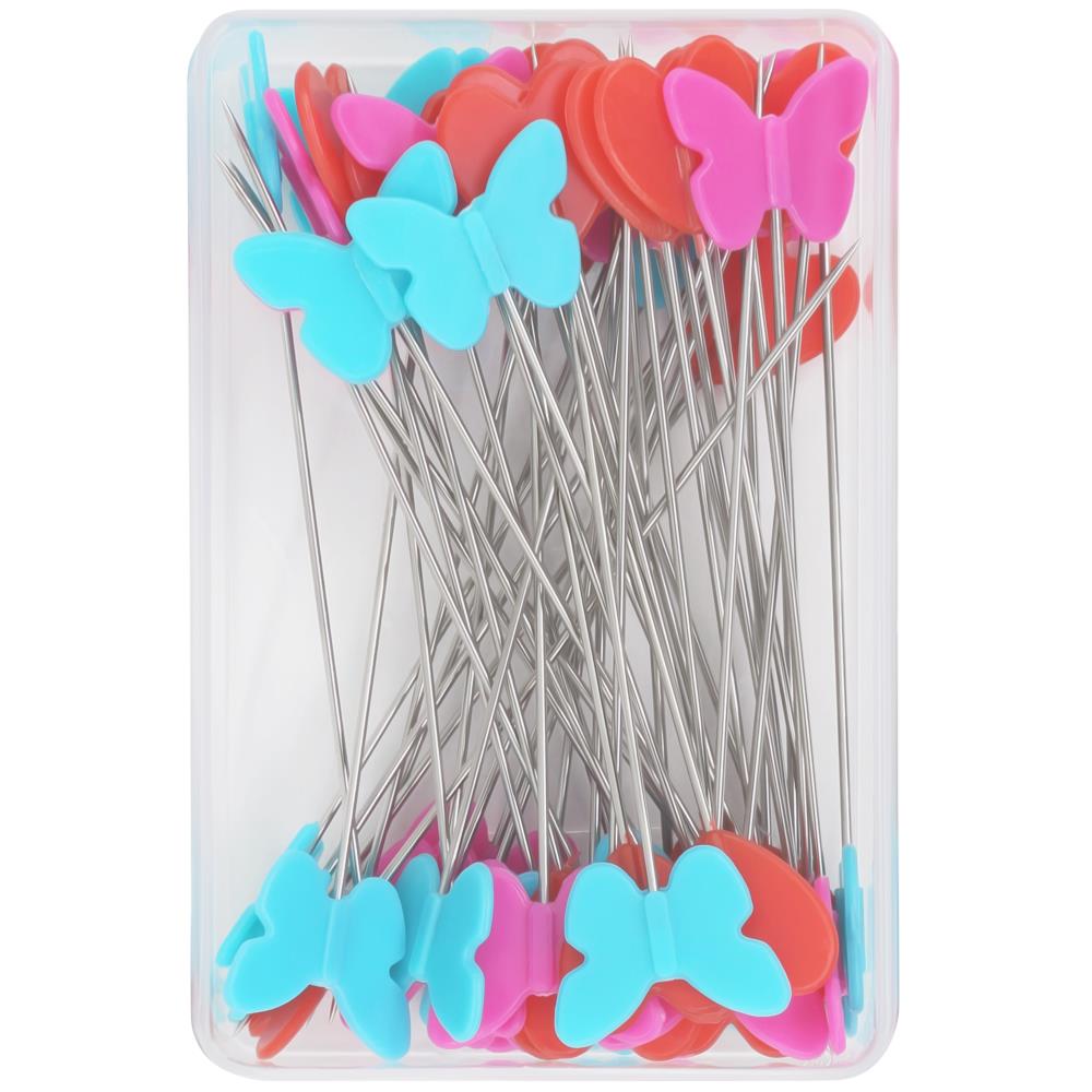 Sewing Pins | Flat Head Straight Pins Butterflies & Hearts | Prym Love 50 Flat Head Pins, Butterflies & Hearts by Prym Love Yarn Designers Boutique