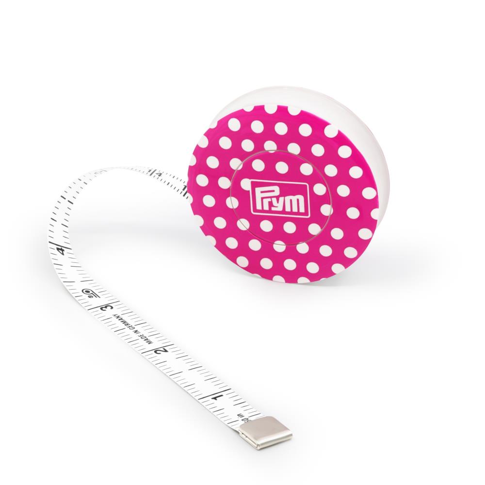 Tape Measure | Pink Polka Dot 60" Sewing Measuring Tape | Prym Love Pink Polka Dot 60" Tape Measure by Prym Love Yarn Designers Boutique