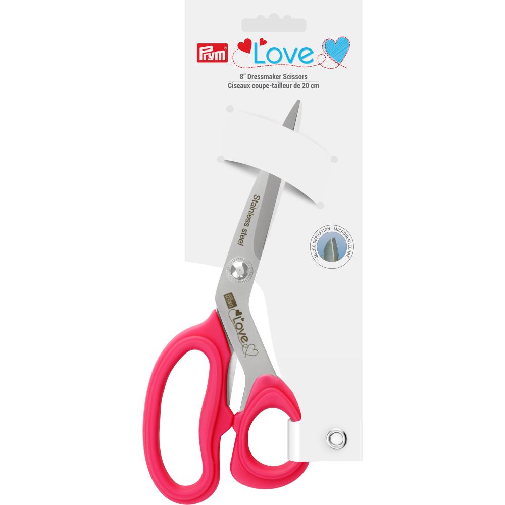 Fabric Scissors | Dressmaker Scissors 8" by Prym Love with Red Handles Dressmaker Shears 8", by Prym Love Yarn Designers Boutique