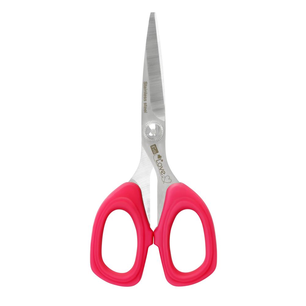 Fabric Scissors | Stainless Steel Blade with Serrated Edges, Prym Love Fabric Scissors 5 1/4", by Prym Love Yarn Designers Boutique