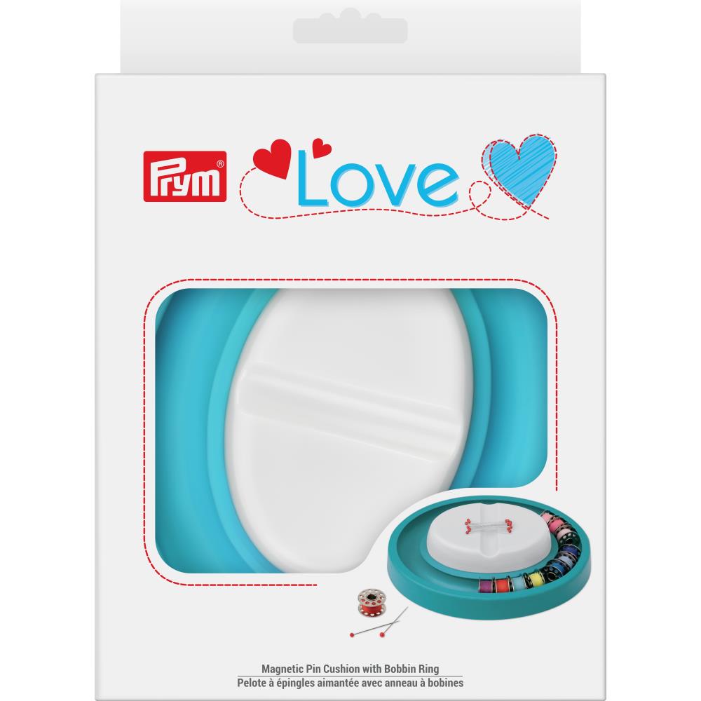 Pin Cushion | Turquoise Magnetic Bobbin & Pin Holder by Prym Love Turquoise Magnetic Pin Cushion with Bobbin Ring by Prym Love Yarn Designers Boutique
