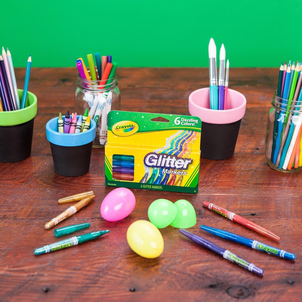 Crayola Glitter Markers | Color Markers Kids Art Kit | 6 Art Markers Crayola Glitter Markers, 6 Pack Yarn Designers Boutique