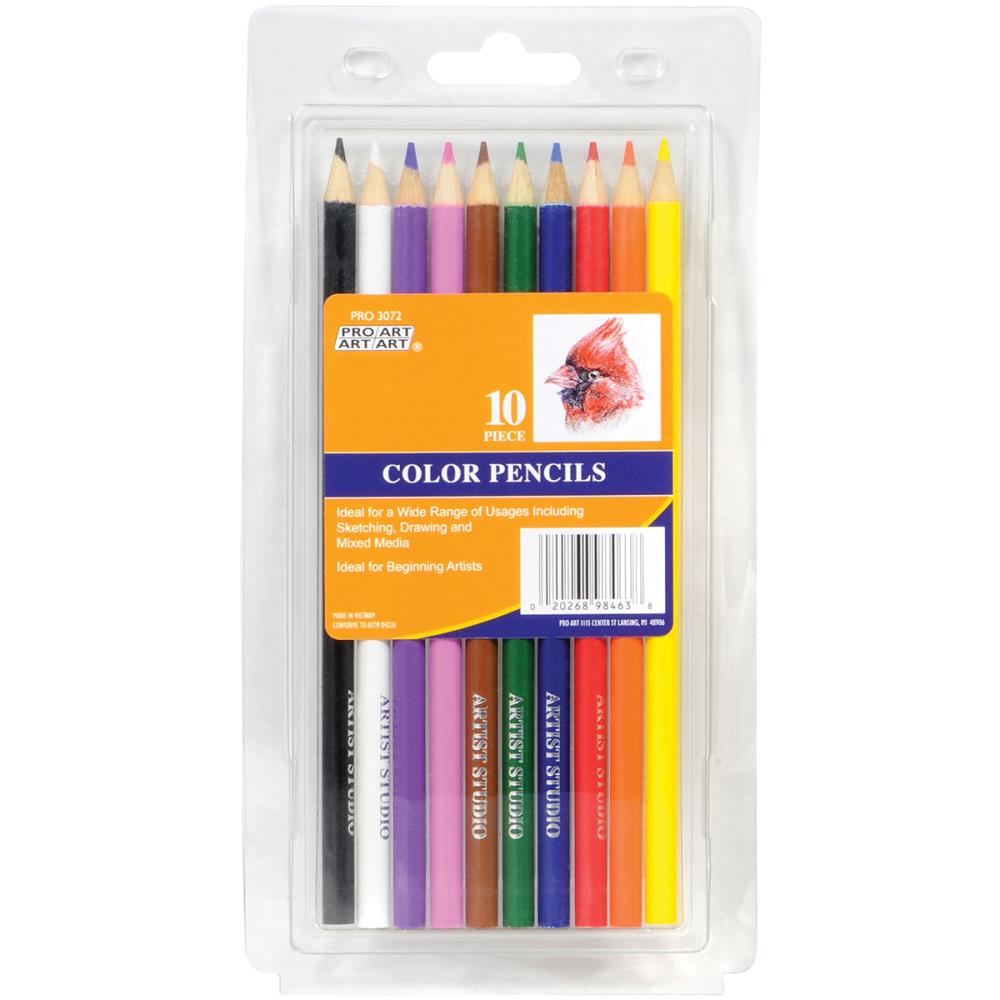 Colored Pencils | Set of 10 by Proart | For Sketching, Drawing & more! Colored Pencils, Set of 10 by Proart Yarn Designers Boutique