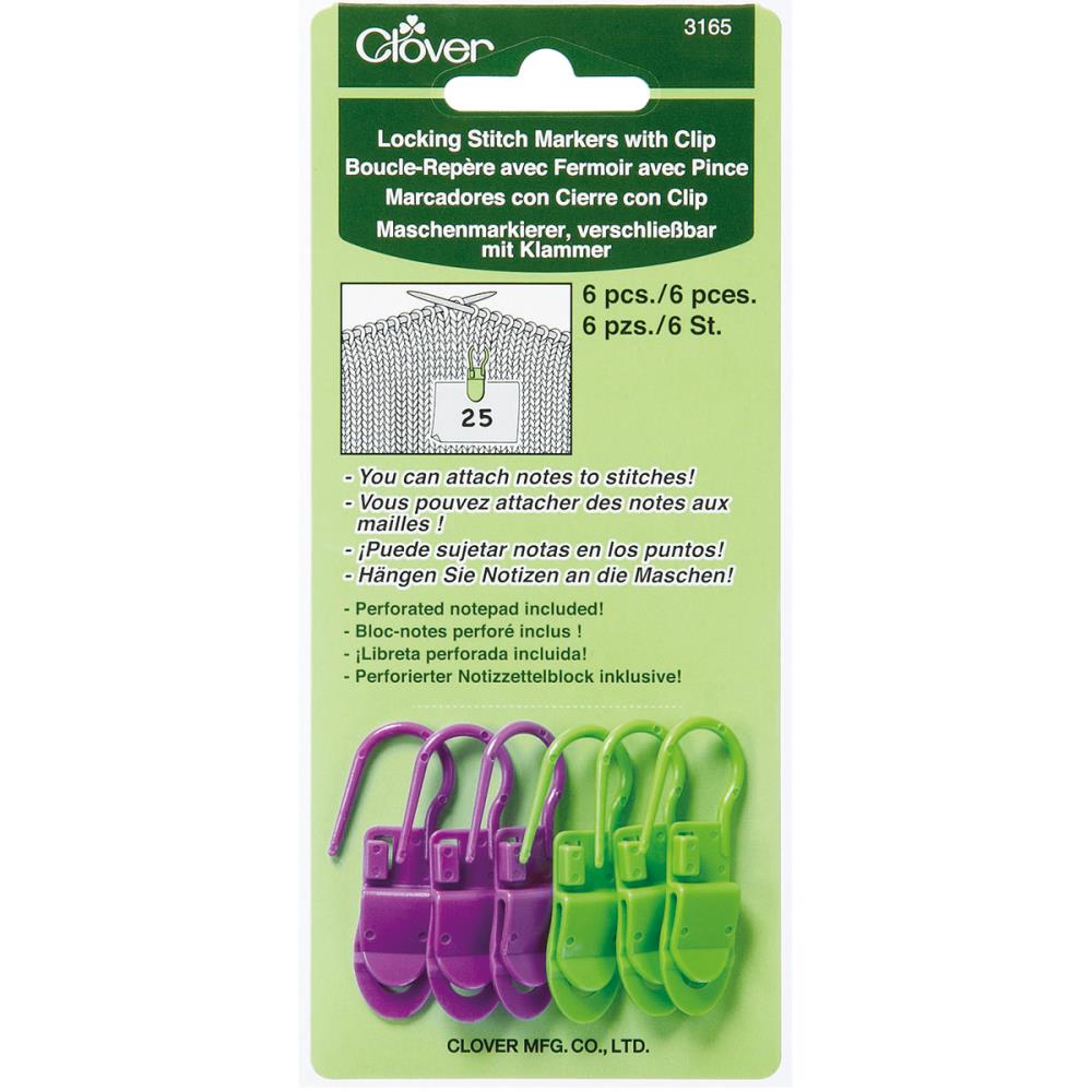 Clover Locking Stitch Markers with Clips | Attach Notes to Stitches  Locking Stitch Markers with Clips by Clover Yarn Designers Boutique