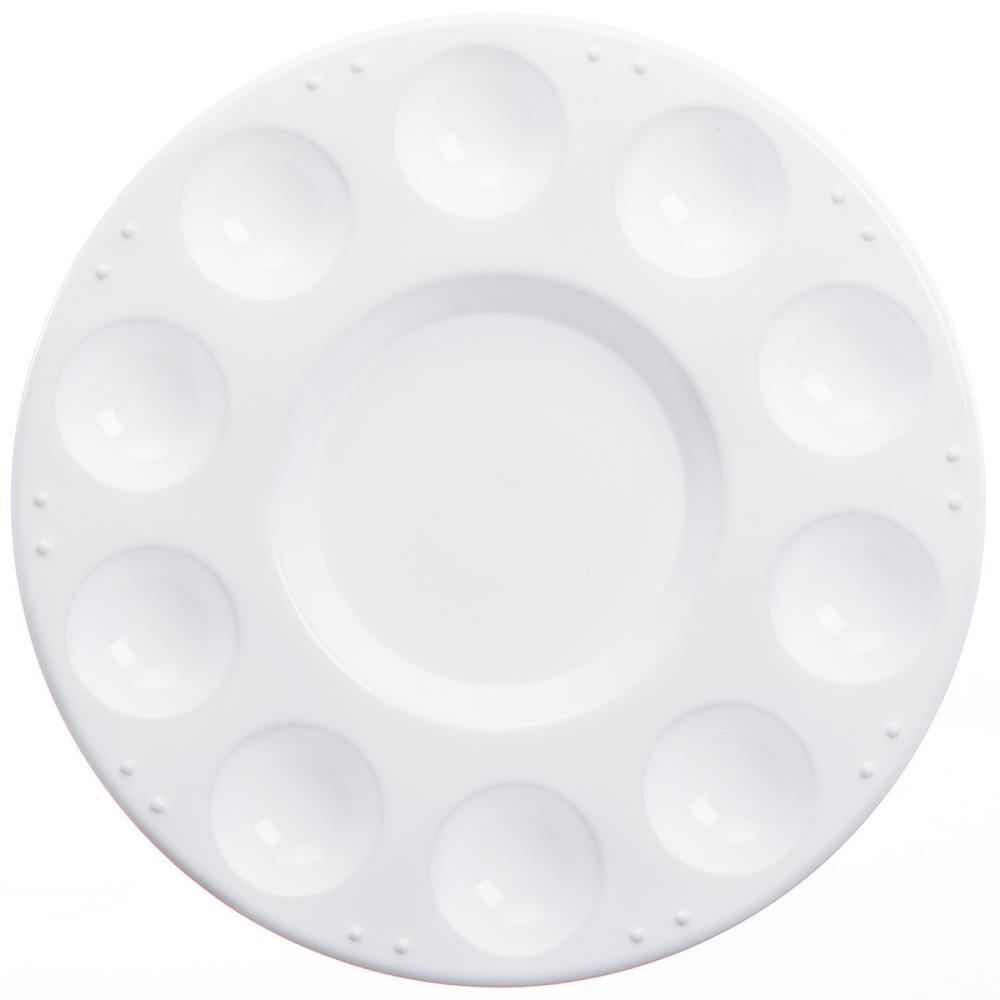 Palette | White Round Plastic 10 Well Paint Palette, 7" Diameter Round Plastic 10 Well Palette, 7" Diameter Yarn Designers Boutique