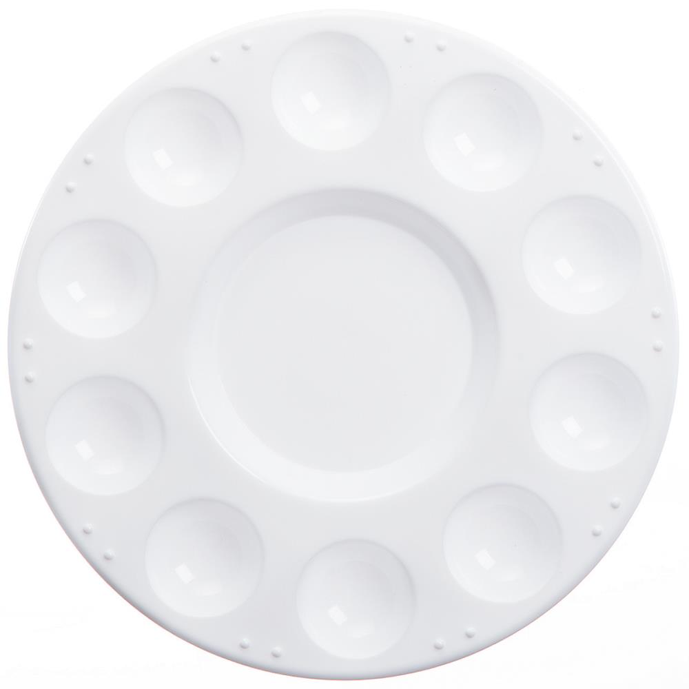 Palette | White Round Plastic 10 Well Paint Palette,  7" Diameter Round Plastic 10 Well Palette,  7" Diameter Yarn Designers Boutique