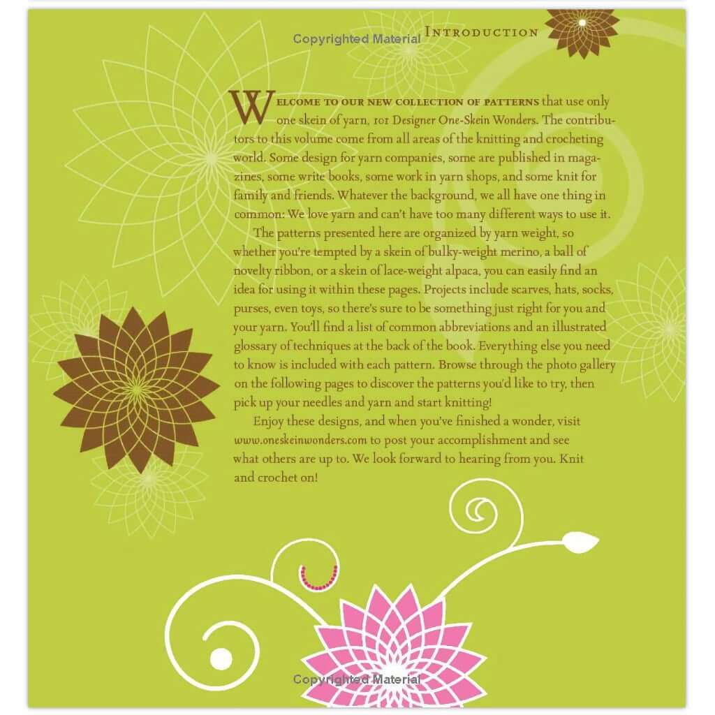 Knitting Patterns for Just One Skein | 101 Designer One-Skein Wonders 101 Designer One-Skein Wonders: A World of Possibilities Inspired by Just One Skein Yarn Designers Boutique