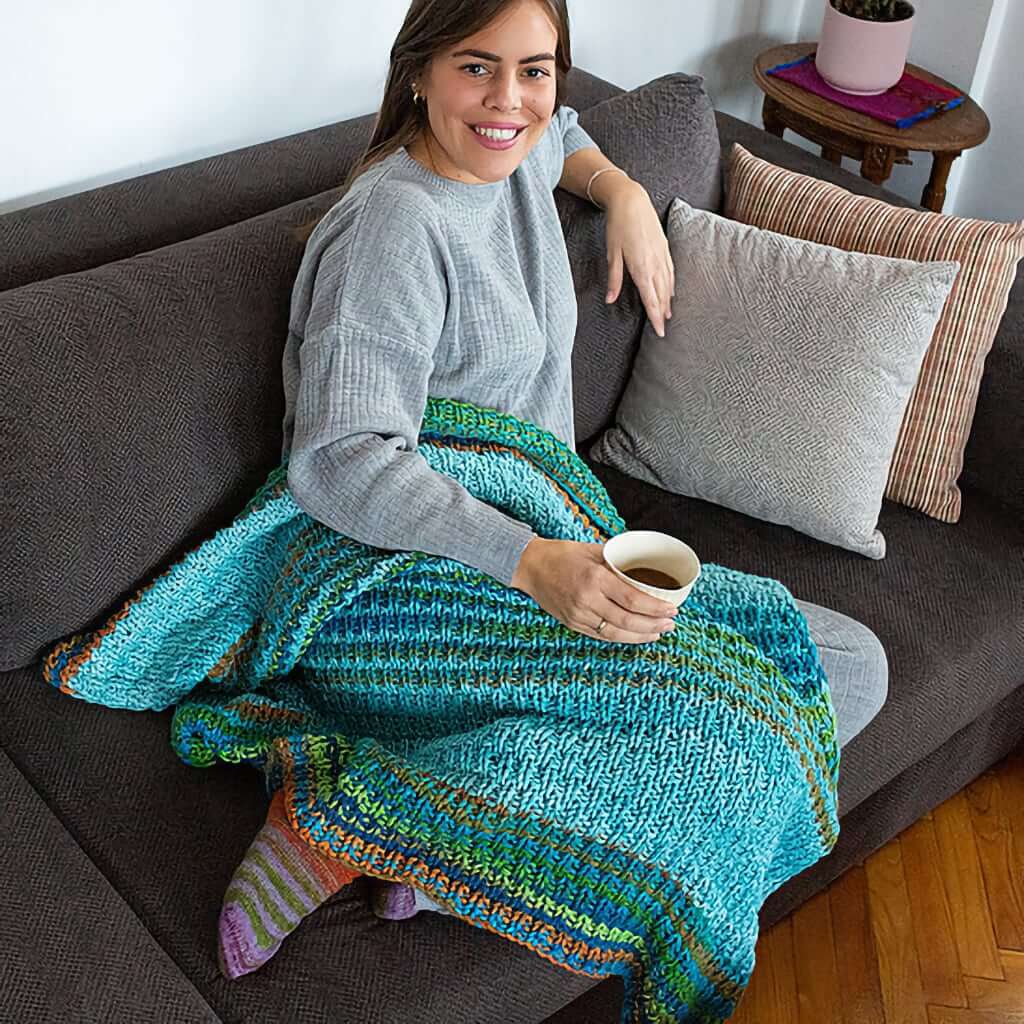Yedikule Knit Blanket Kit with Urth Galatea Chunky Yarn | Knitting Kit Yedikule Throw Knitting Kit Yarn Designers Boutique