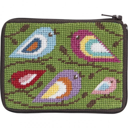 Beginner Needlepoint Kit, Stitch & Zip Coin Purse, Alice Peterson Co. Stitch & Zip Coin Purse Kits, Cross Stitch Yarn Designers Boutique