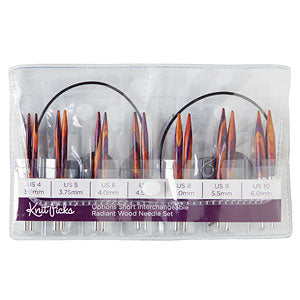 Knit Picks, Short Radiant Interchangeable Circular Needle Set for Socks Short Radiant Interchangeable Circular Needle Set for Socks, US 4-10 Yarn Designers Boutique
