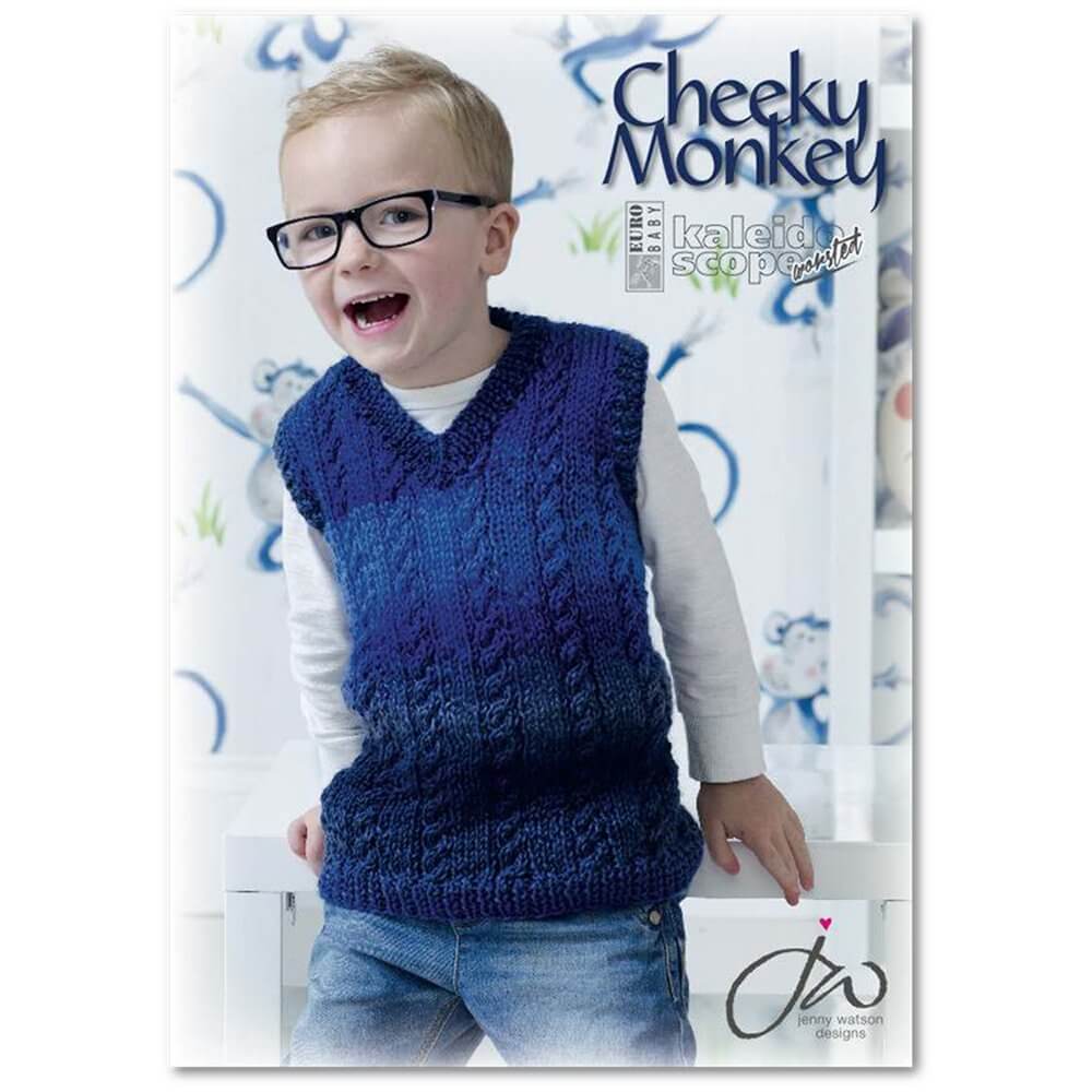 Cheeky Monkey Knitting Pattern Book, Euro Baby #121 Kaleidoscope Yarn Cheeky Monkey Pattern Book, Euro Baby #121 Kaleidoscope Worsted Yarn Designers Boutique