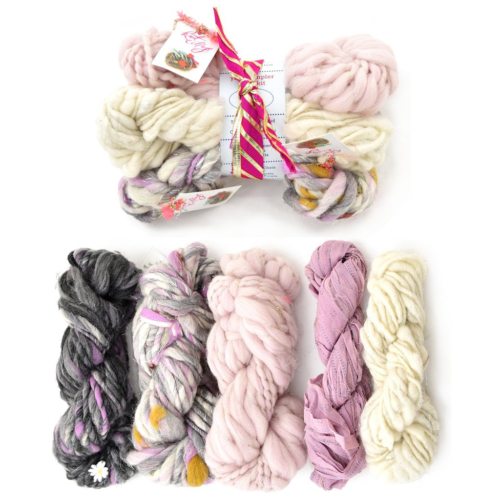 Wool Yarn Mini Skeins of Knit Collage Yarns | 5 Sampler Skeins to Knit Mini Skein Sampler Set from Knit Collage Yarn Designers Boutique