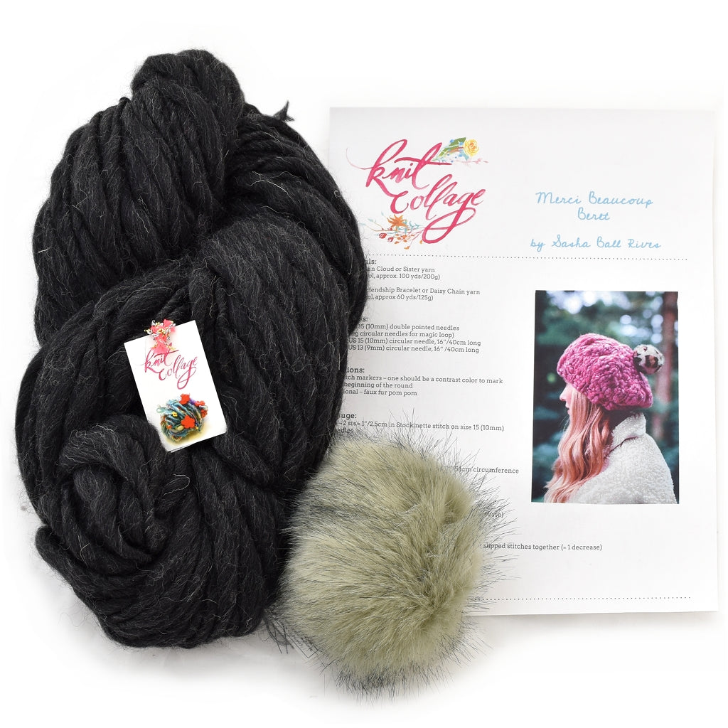 Hat Knitting Kit | Knitting Pattern + Yarn, Knit Collage Merci Beret Merci Beaucoup Beret by Knit Collage Yarn Designers Boutique