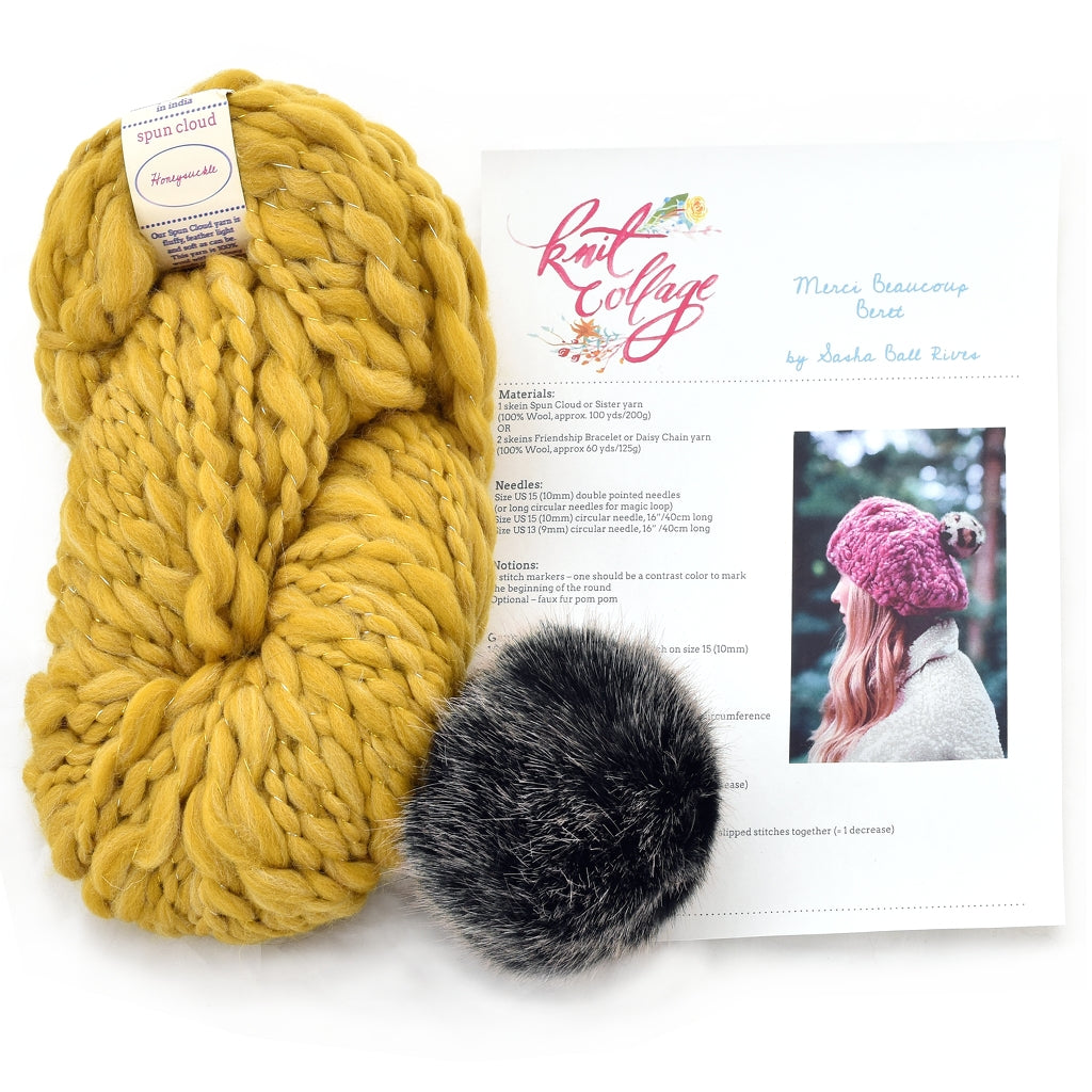 Hat Knitting Kit | Knitting Pattern + Yarn, Knit Collage Merci Beret Merci Beaucoup Beret by Knit Collage Yarn Designers Boutique